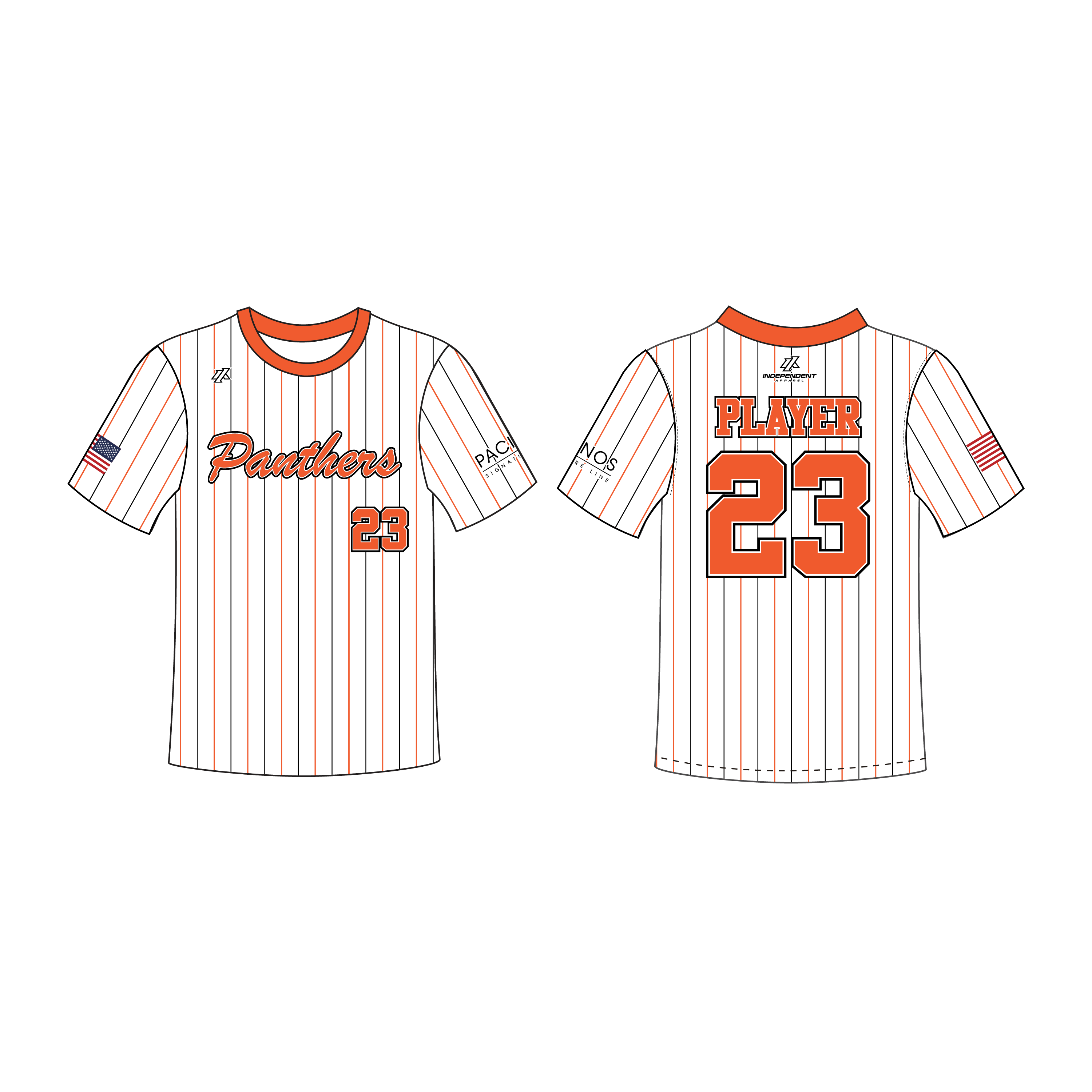 Perlman 7U White Pinstripe Crew Neck Jersey