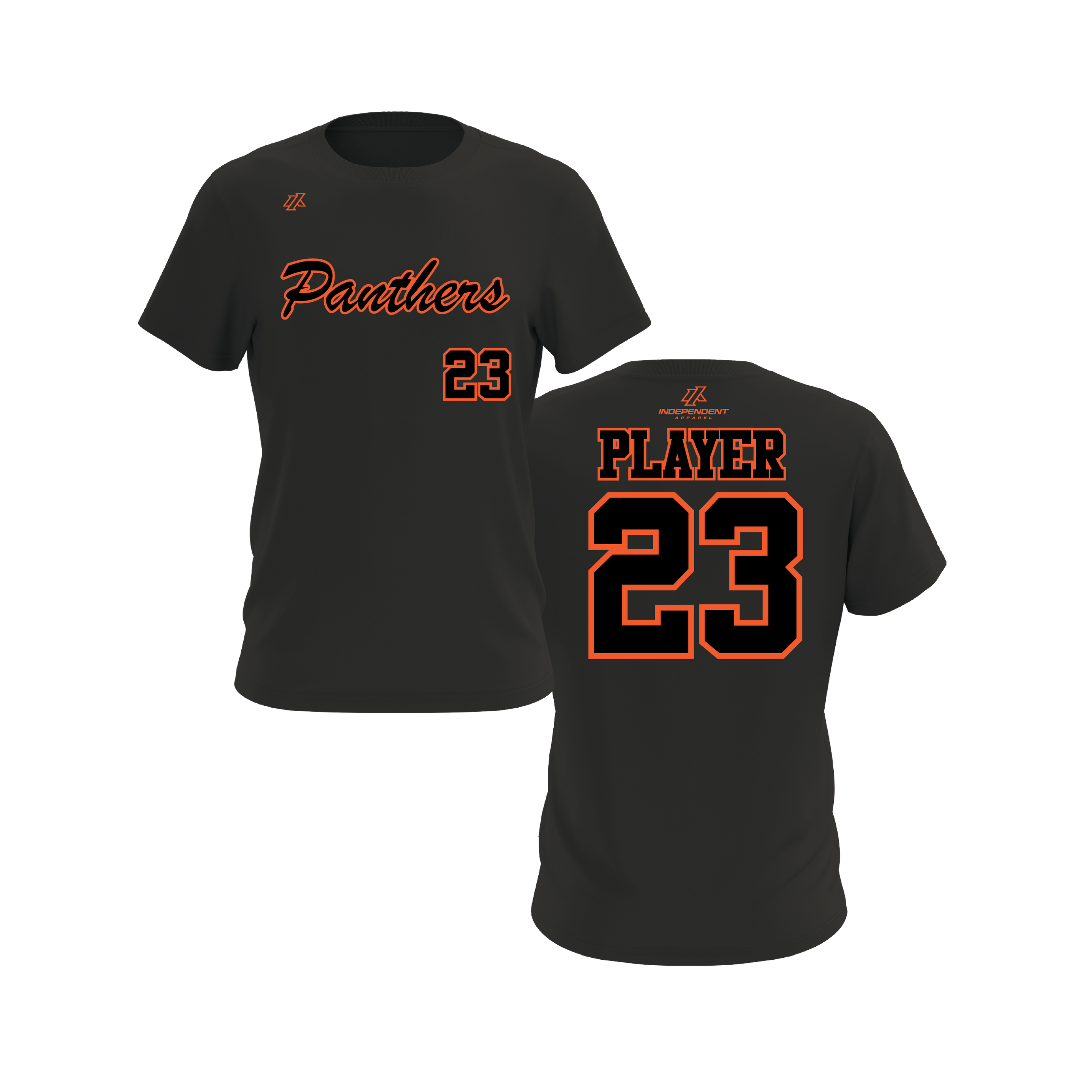 Perlman 7U Script Orange Outline Black Short Sleeve Shirt