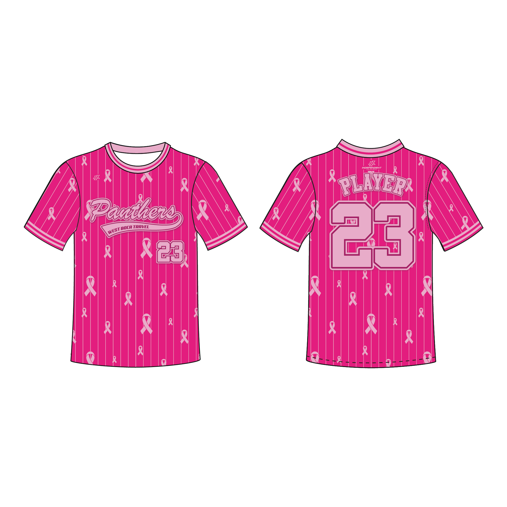 Swisher 9U Pink Pinstripe Custom Crew Neck Jersey (3-4 WEEK TURNAROUND TIME)