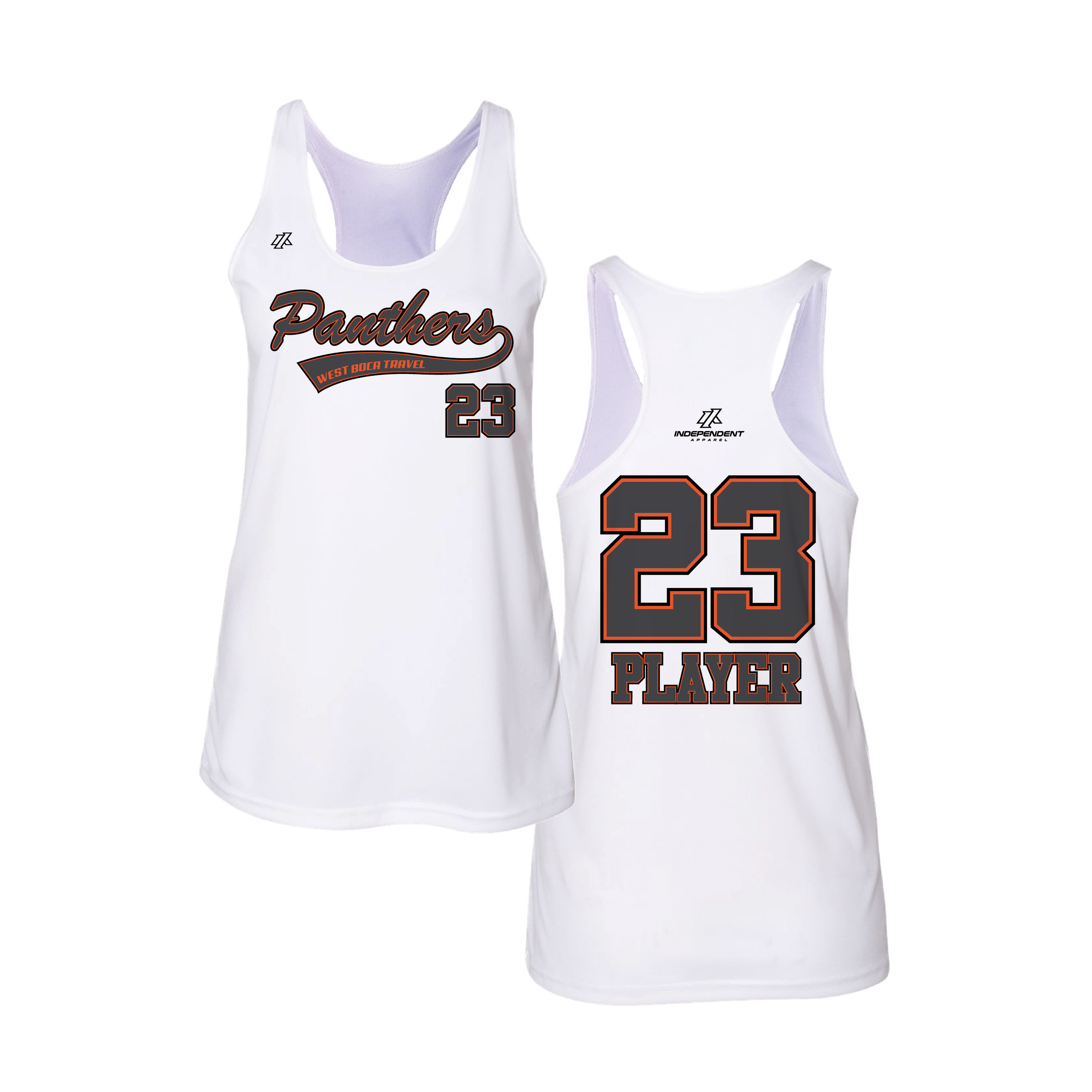 Dolman 10U Charcoal Panthers Script Logo Women's Tank Top