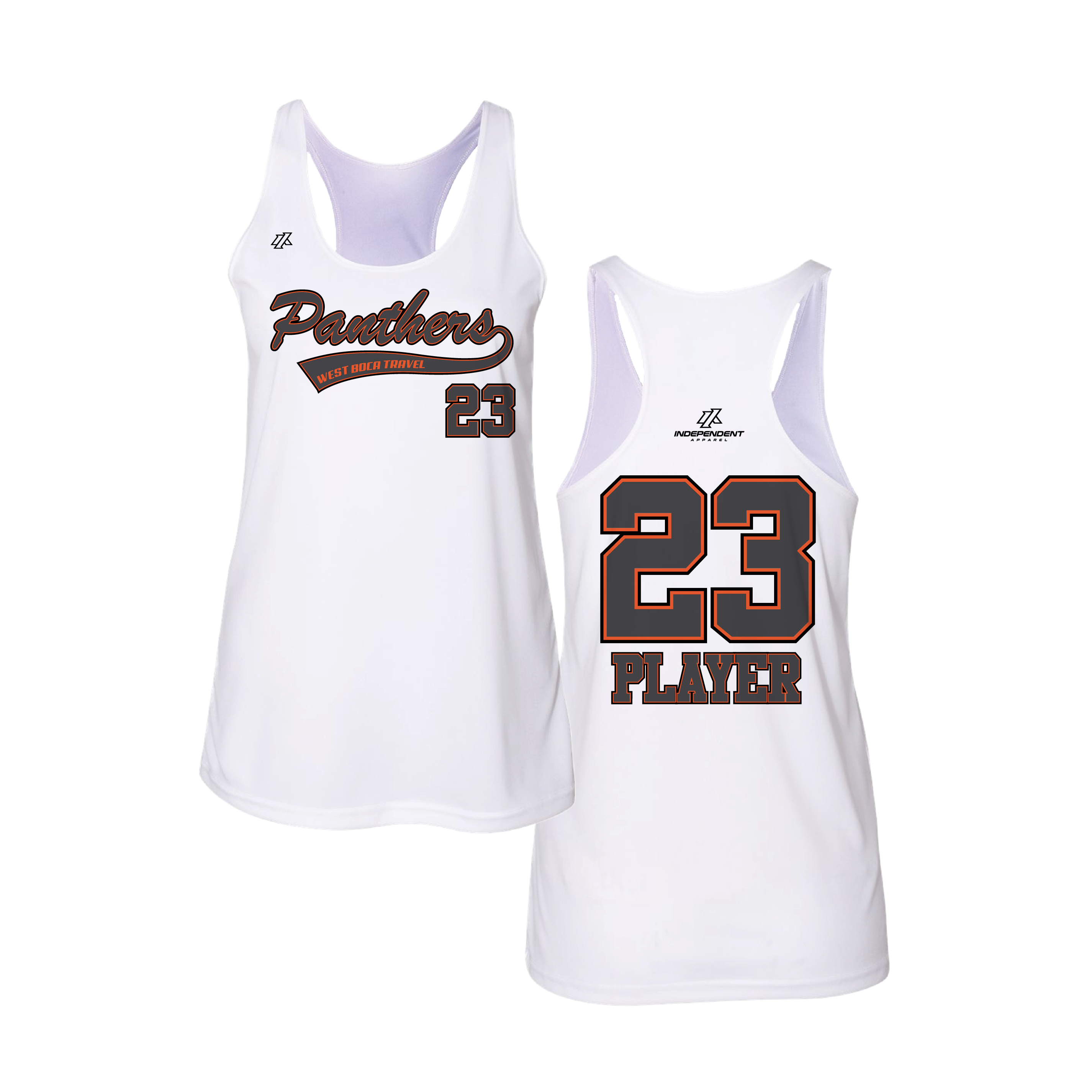 Dolman 10U Charcoal Panthers Script Logo Women's Tank Top