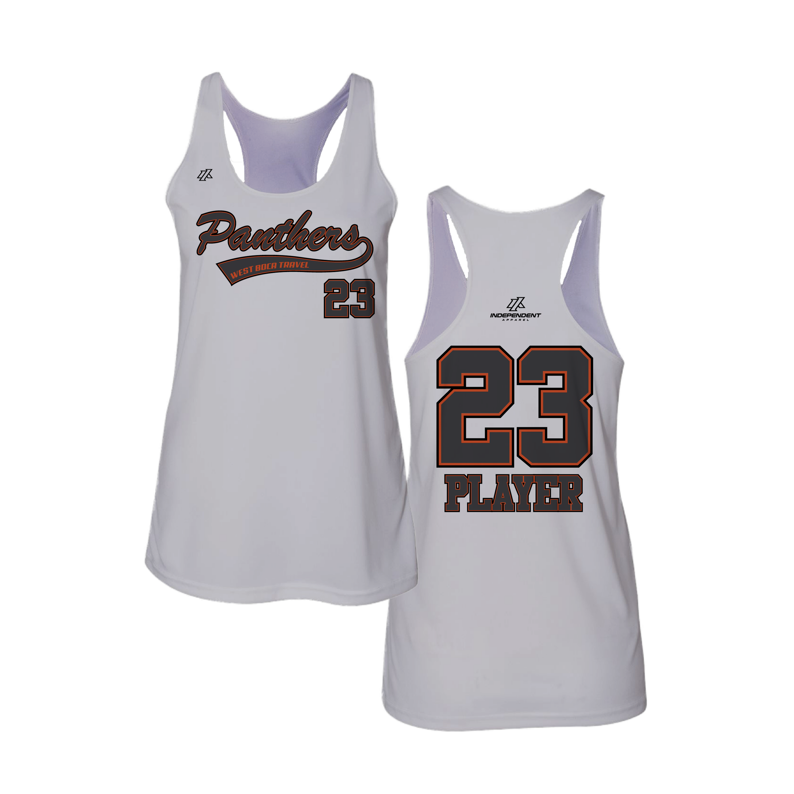 Dolman 10U Charcoal Panthers Script Logo Women's Tank Top