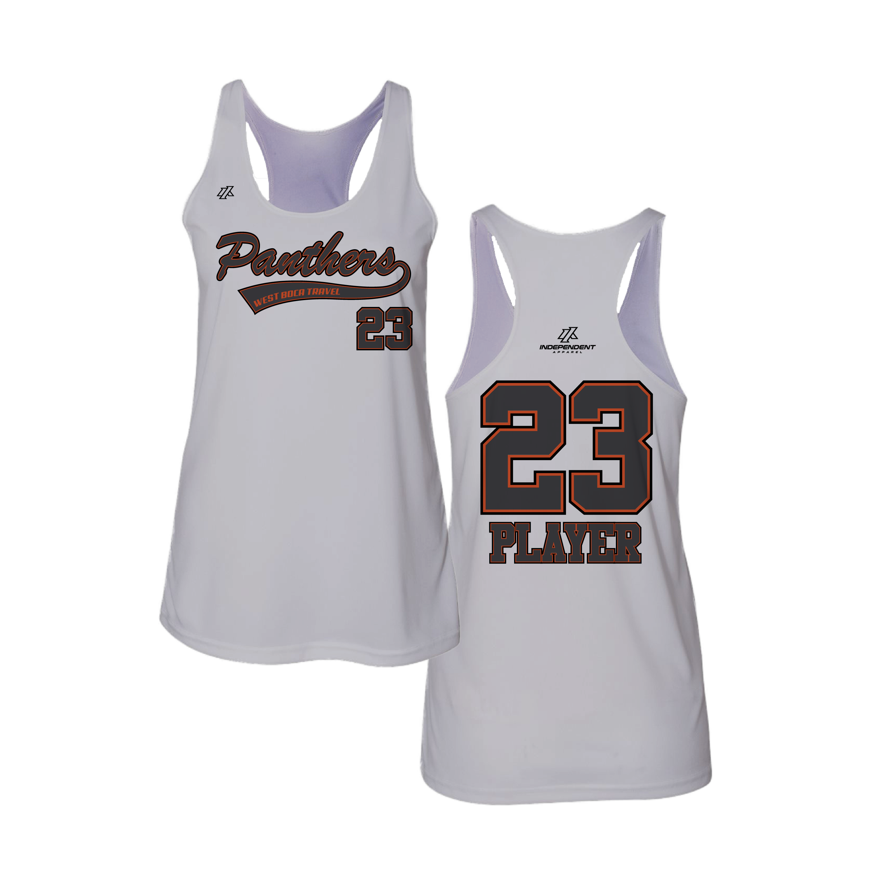 Dolman 10U Charcoal Panthers Script Logo Women's Tank Top