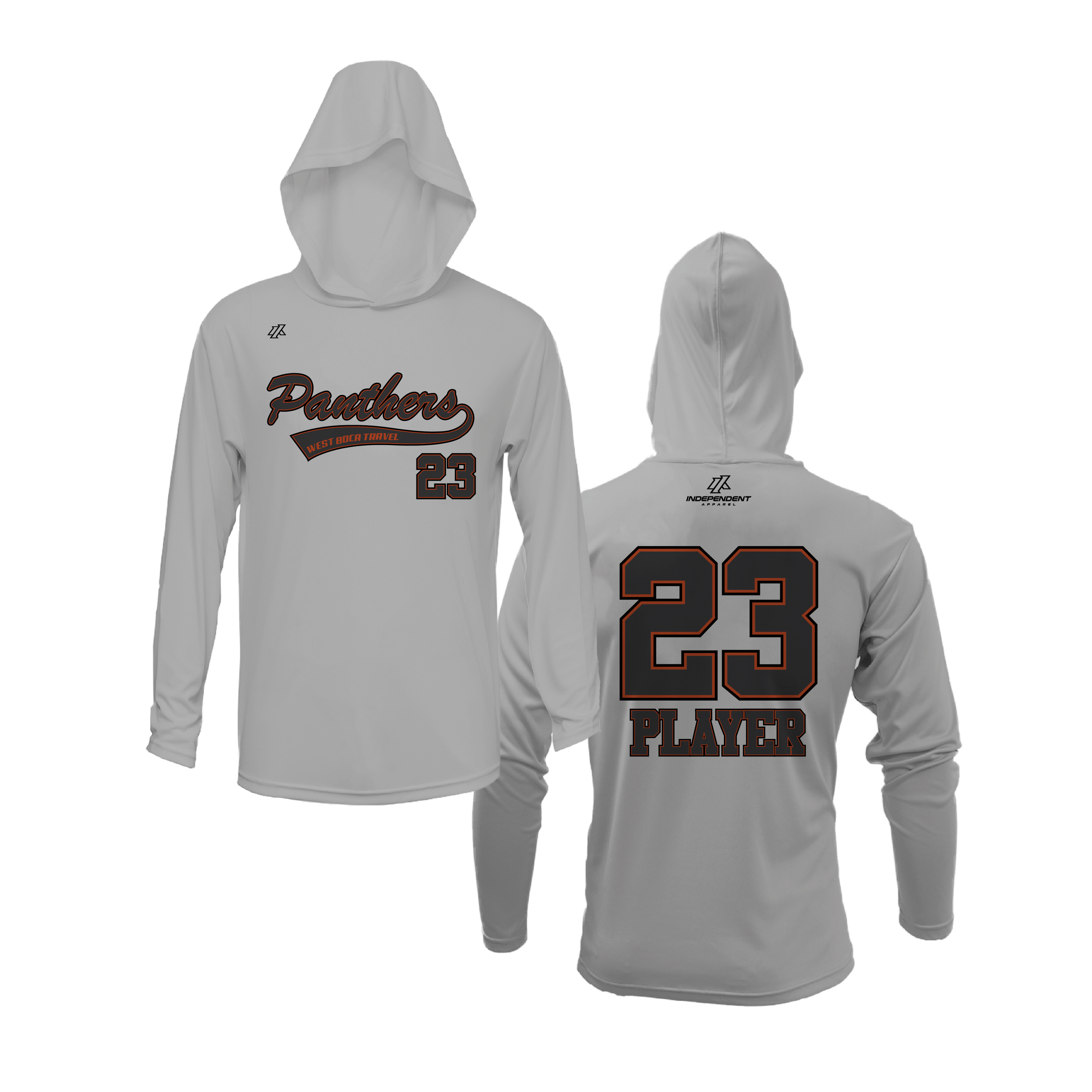 Dolman 10U Charcoal Panthers Script Lightweight Hoodie