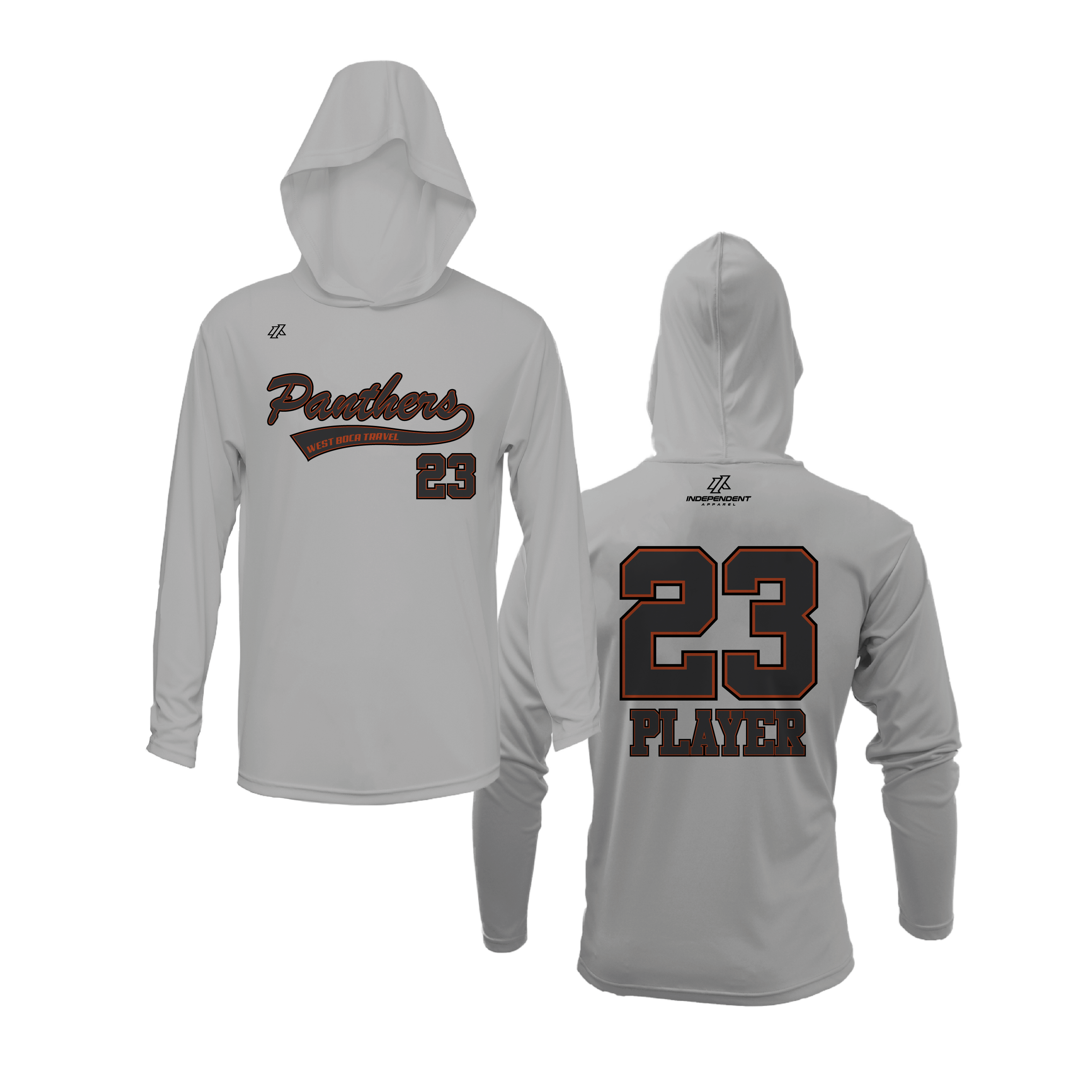 Dolman 10U Charcoal Panthers Script Lightweight Hoodie