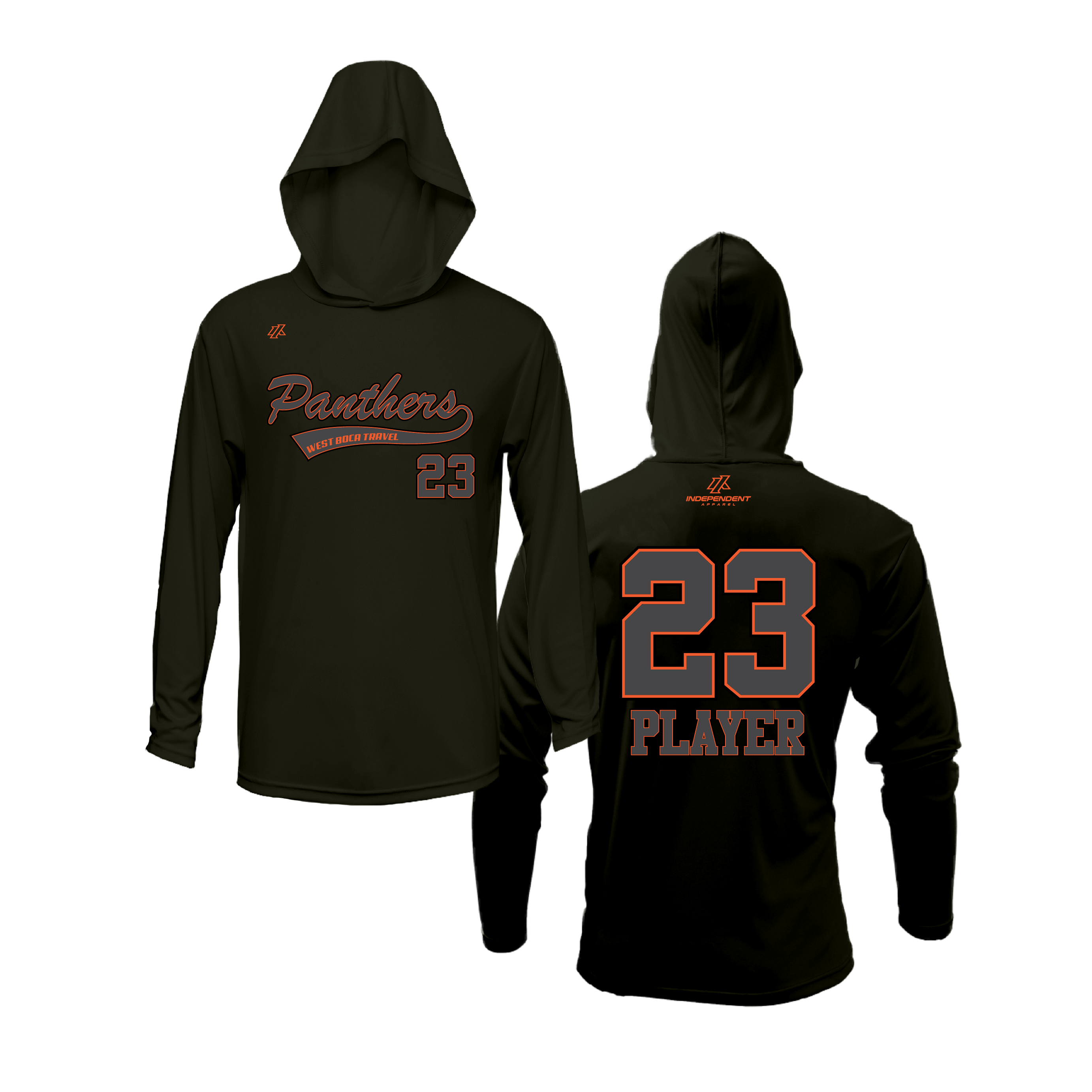 Dolman 10U Charcoal Panthers Script Lightweight Hoodie