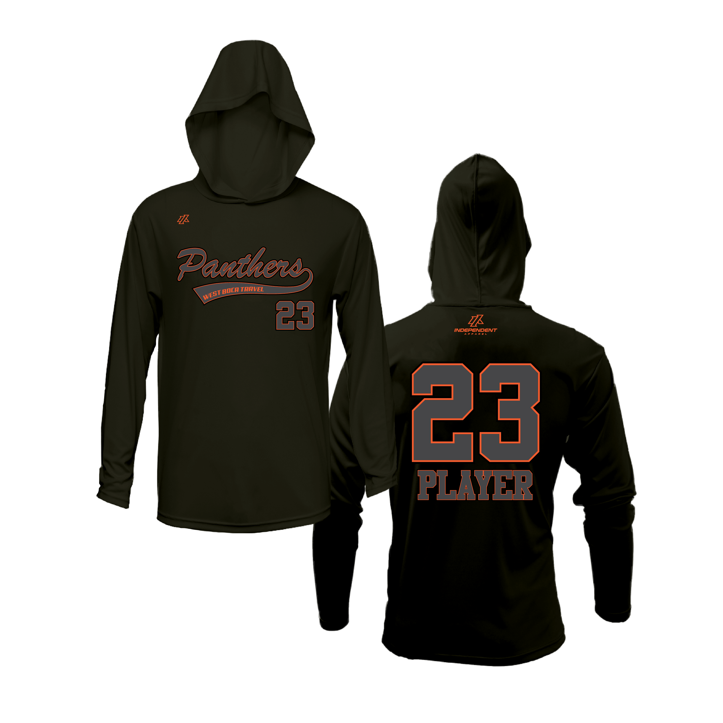 Dolman 10U Charcoal Panthers Script Lightweight Hoodie