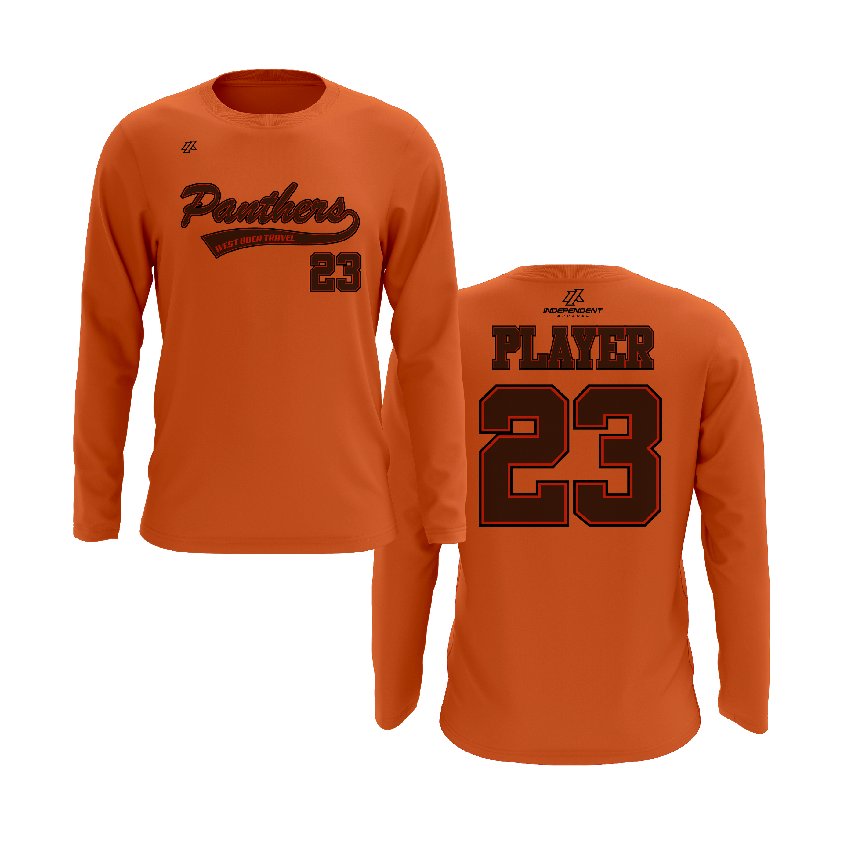 Dolman 10U Charcoal Panthers Script Logo Long Sleeve Shirt