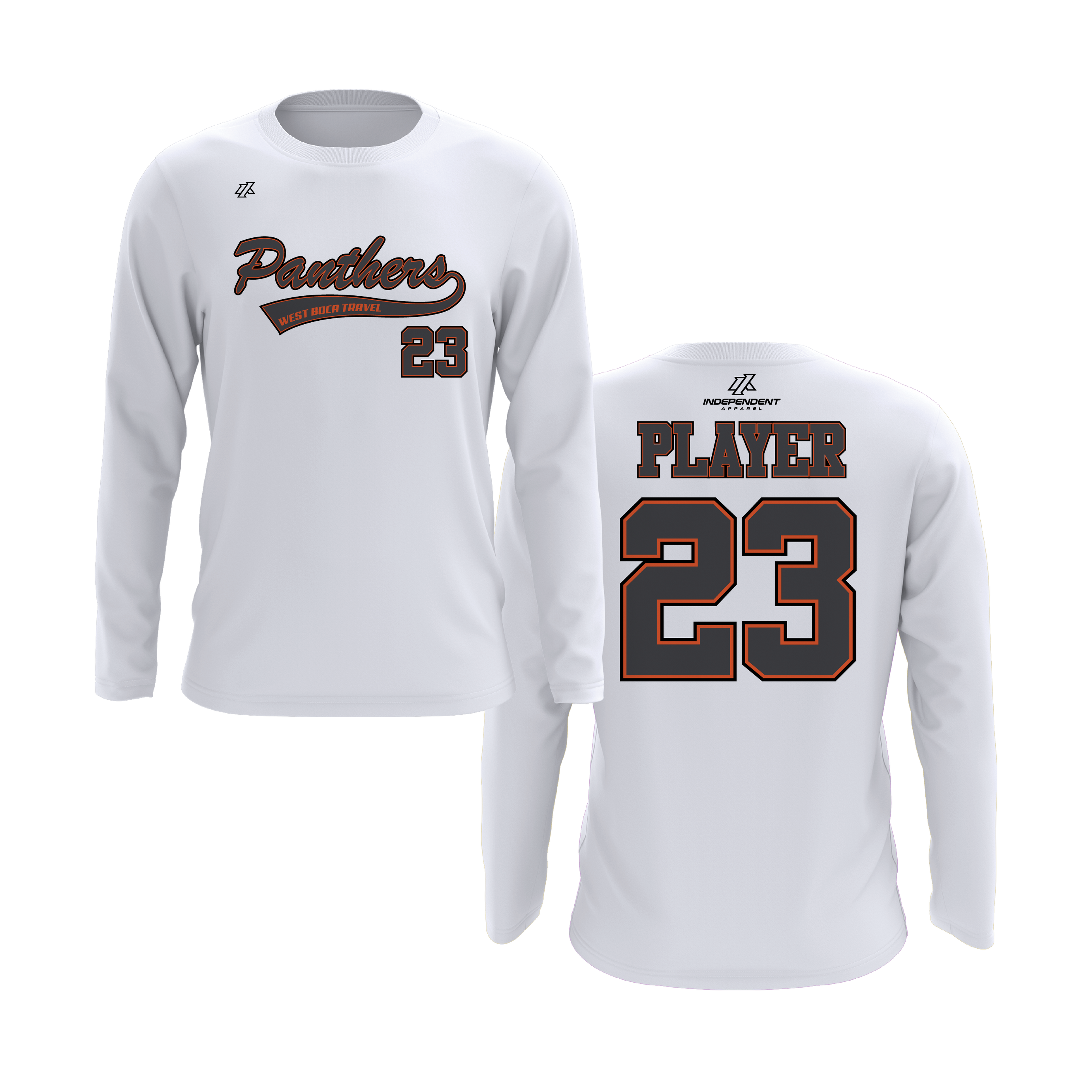 Dolman 10U Charcoal Panthers Script Logo Long Sleeve Shirt