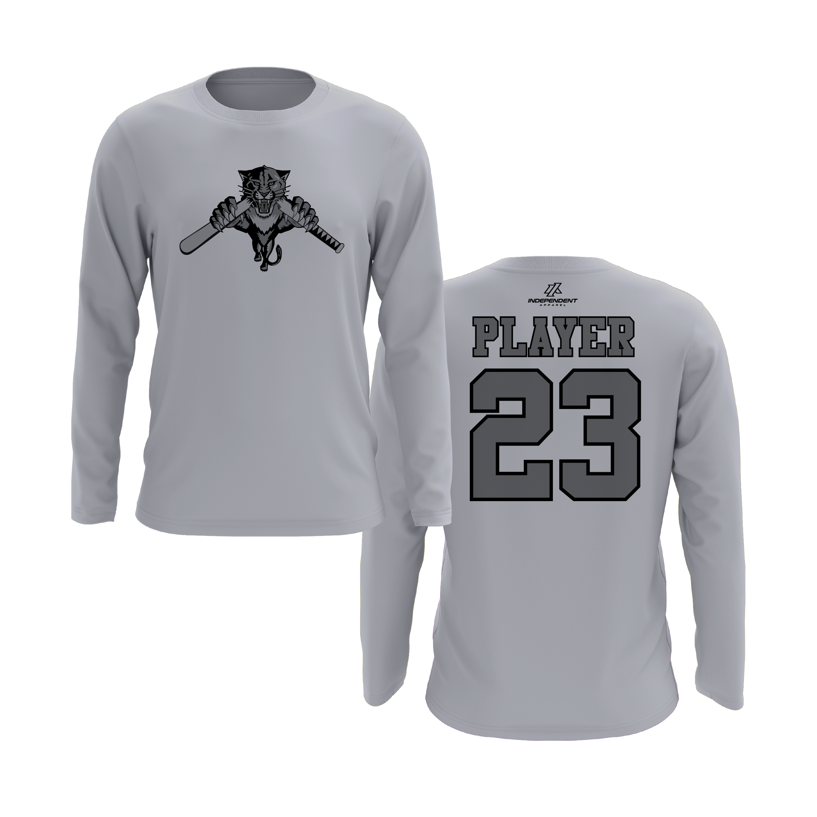 Dolman 10U Greyed Out Panther Logo Long Sleeve Shirt