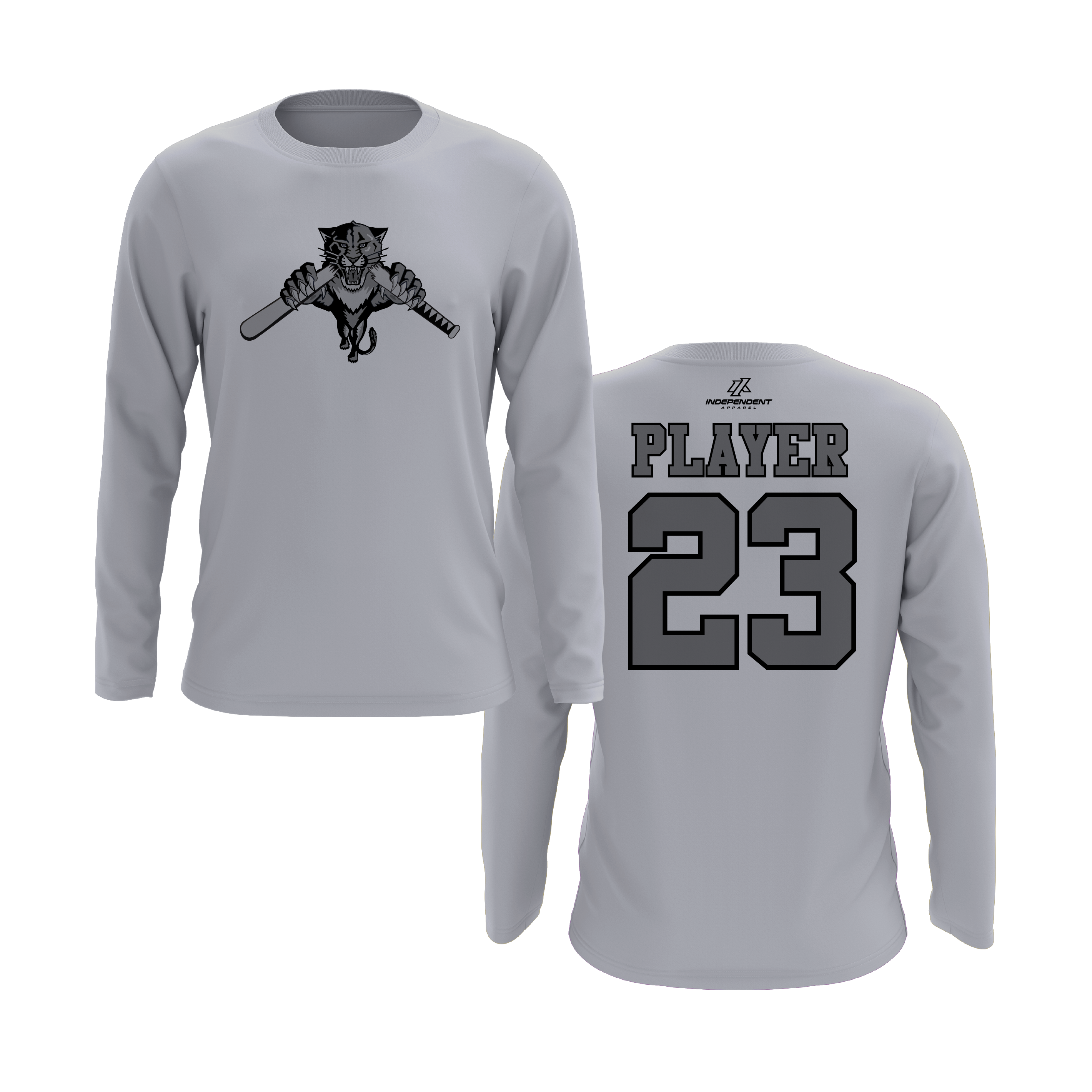 Dolman 10U Greyed Out Panther Logo Long Sleeve Shirt