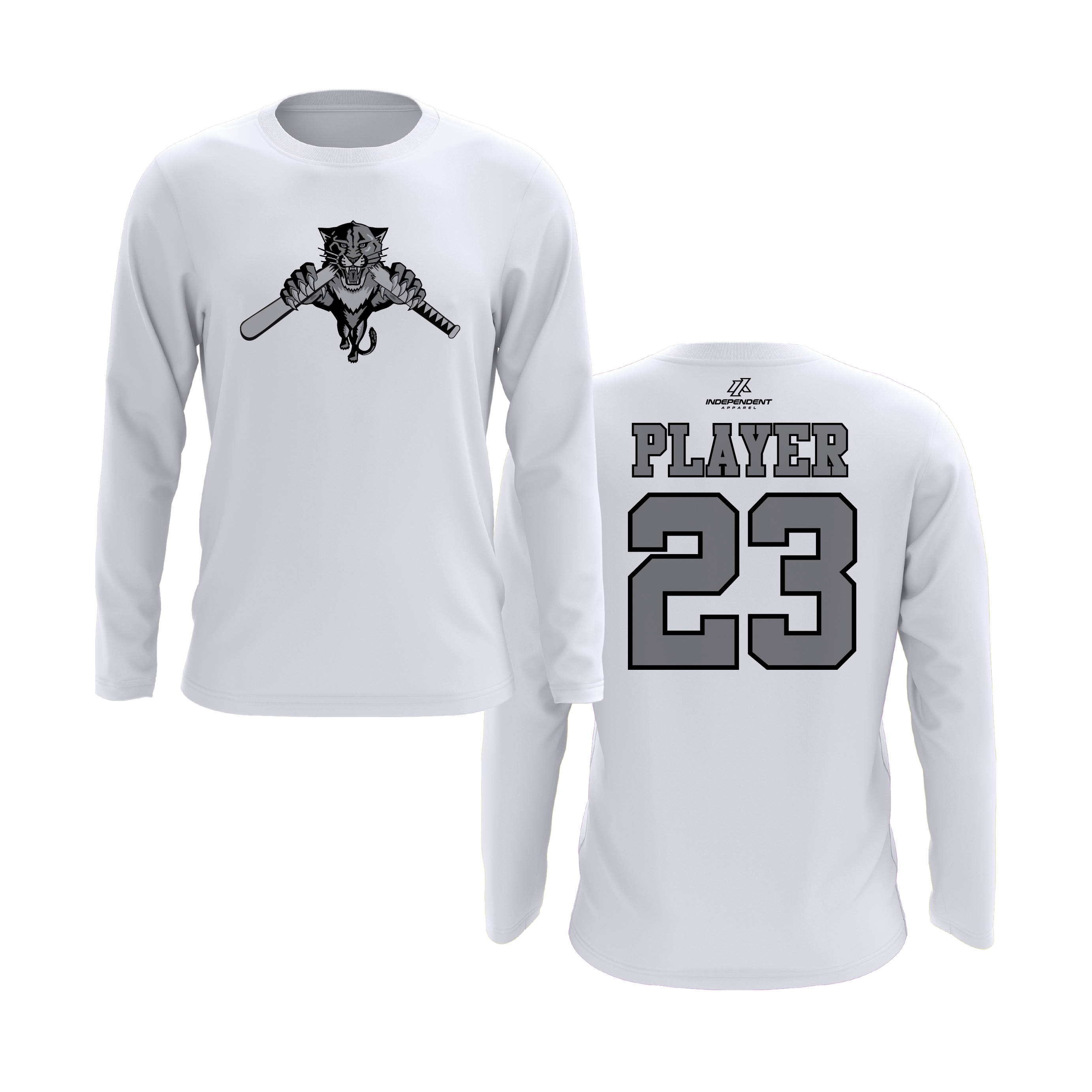 Dolman 10U Greyed Out Panther Logo Long Sleeve Shirt
