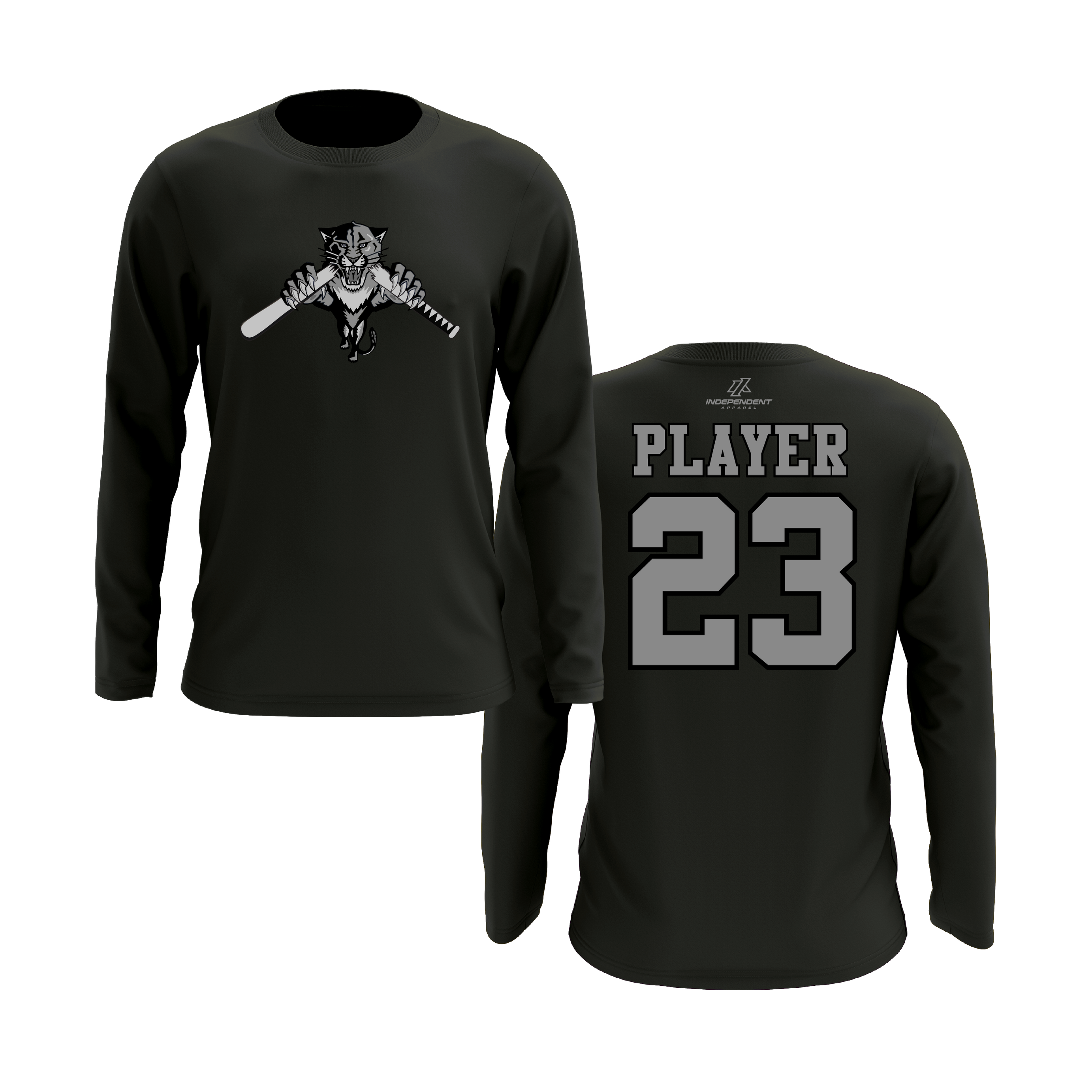 Dolman 10U Greyed Out Panther Logo Long Sleeve Shirt
