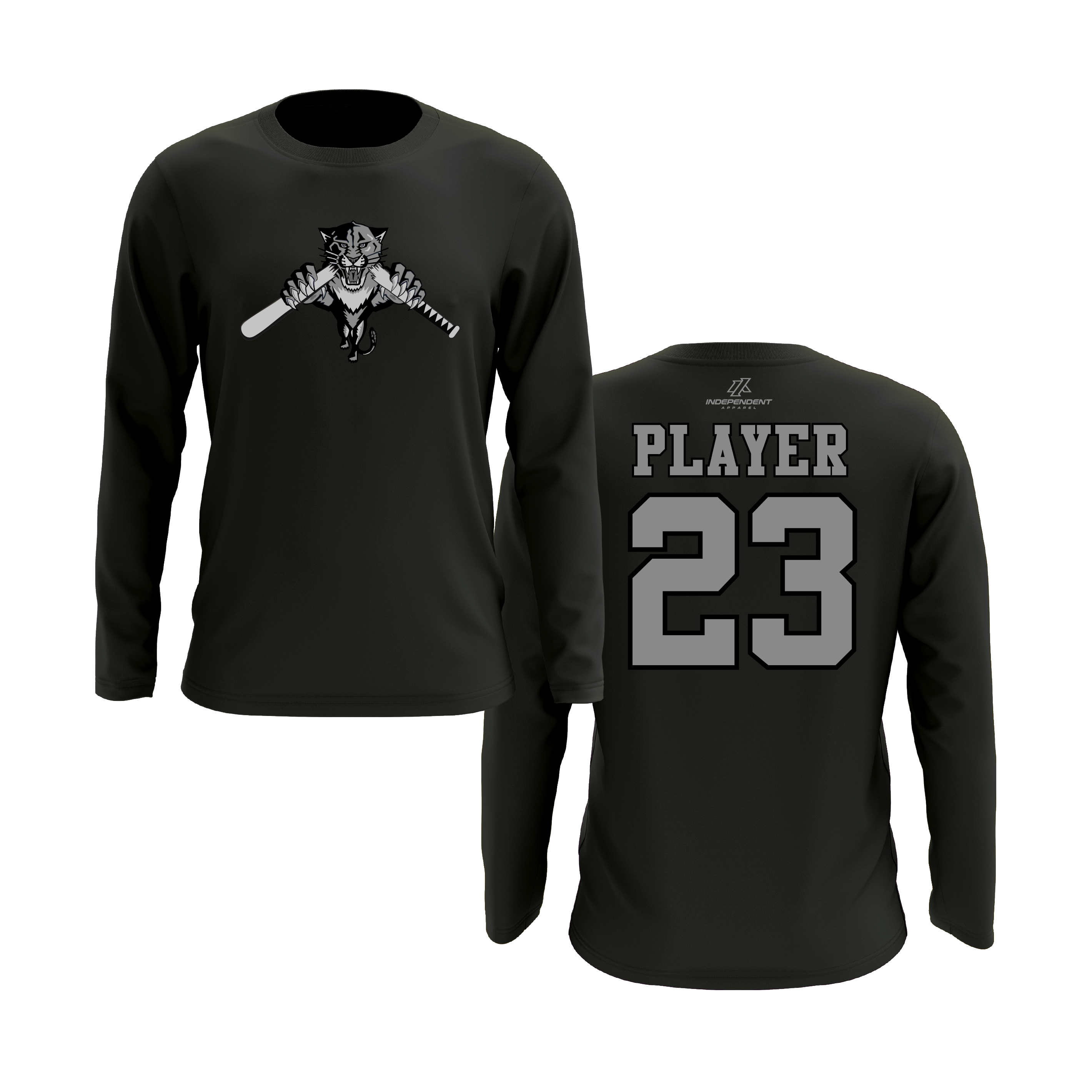 Dolman 10U Greyed Out Panther Logo Long Sleeve Shirt