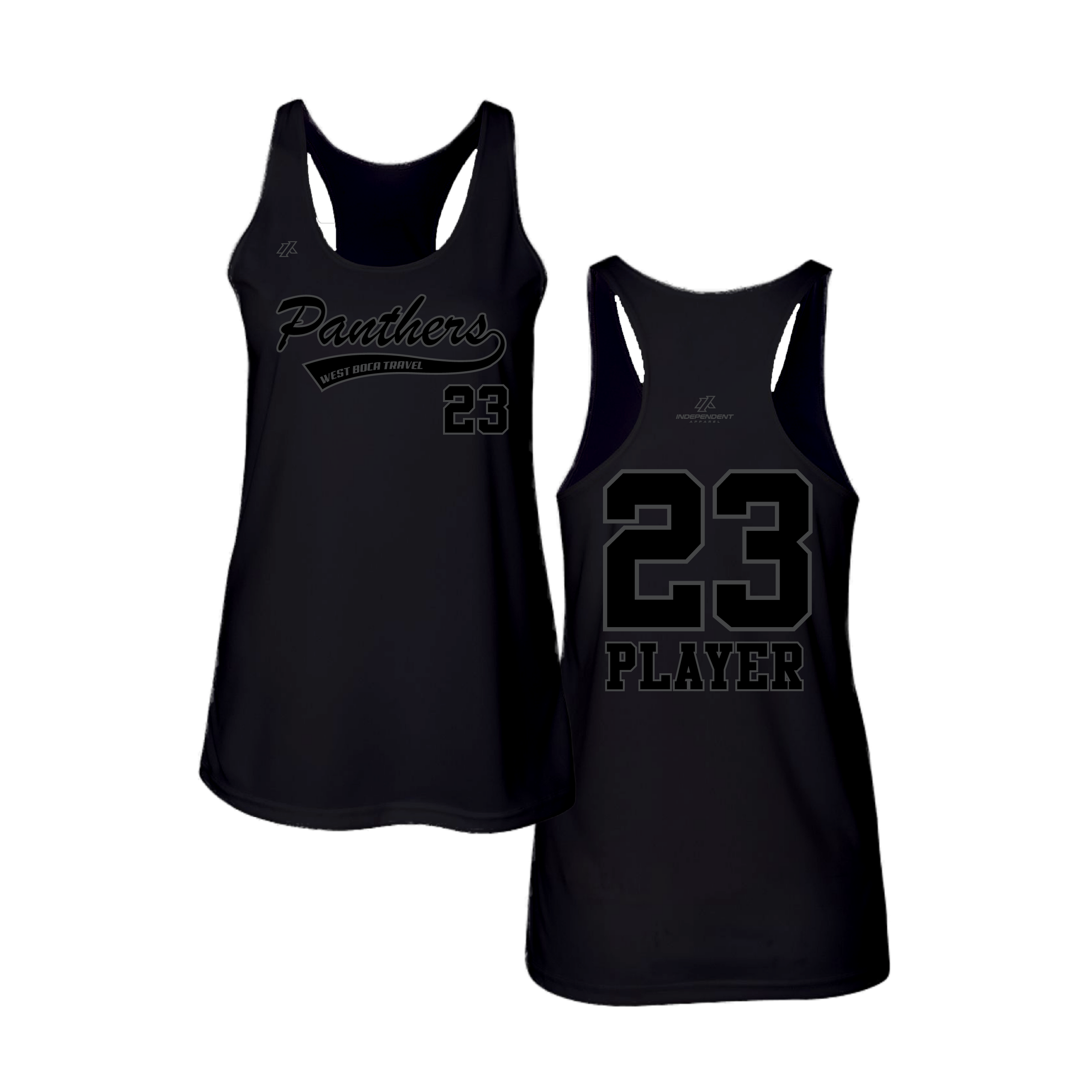 Dolman 10U Blackout Panthers Logo Women's Black Tank Top
