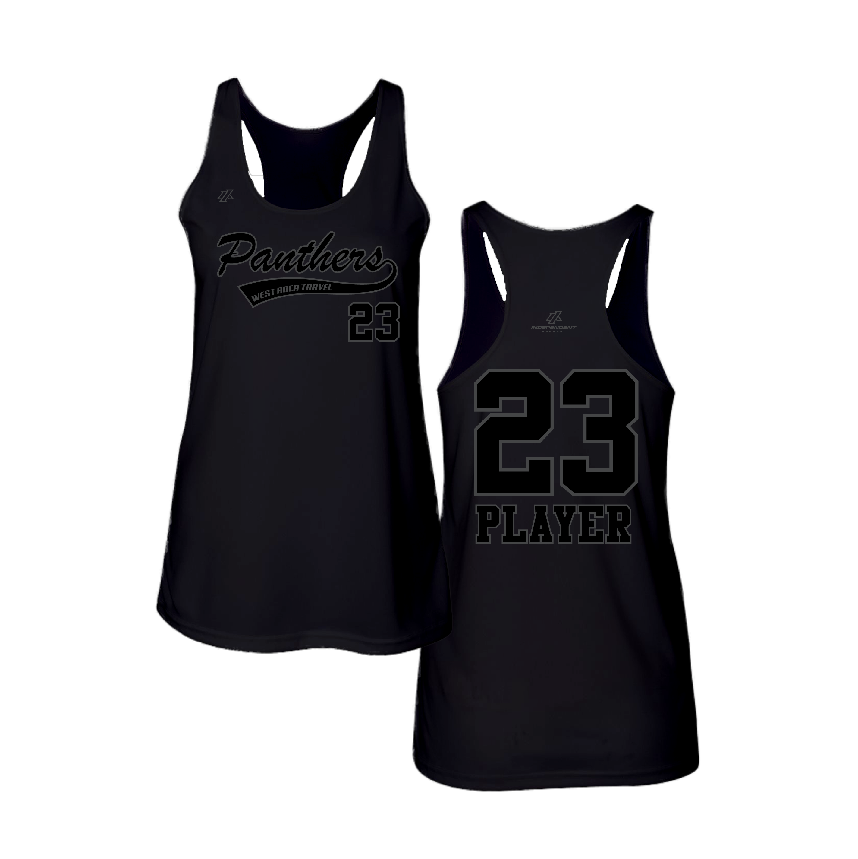 Dolman 10U Blackout Panthers Logo Women's Black Tank Top