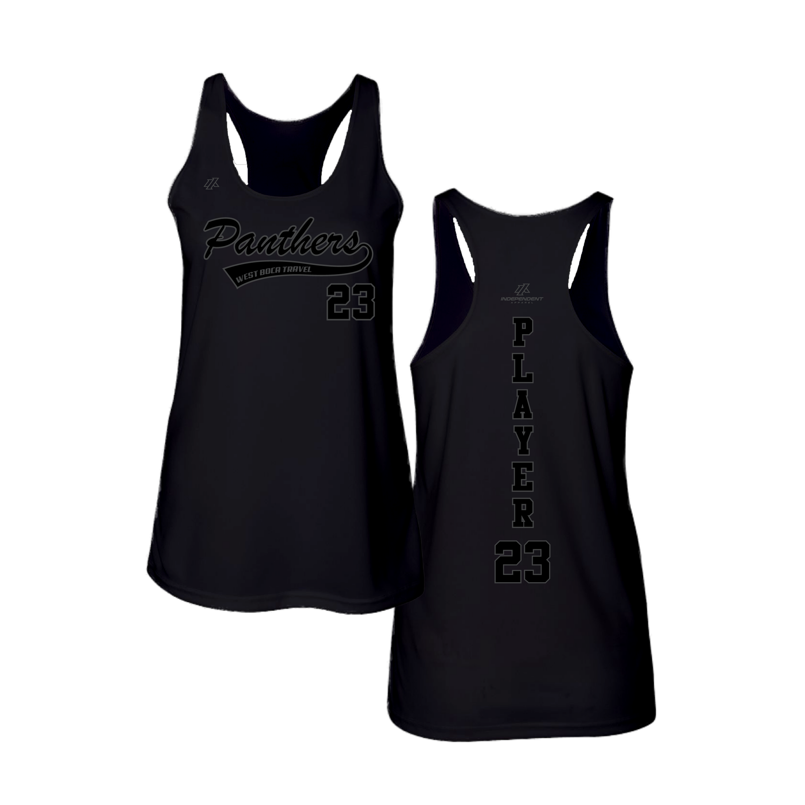 Dolman 10U Blackout Panthers Logo Women's Black Tank Top