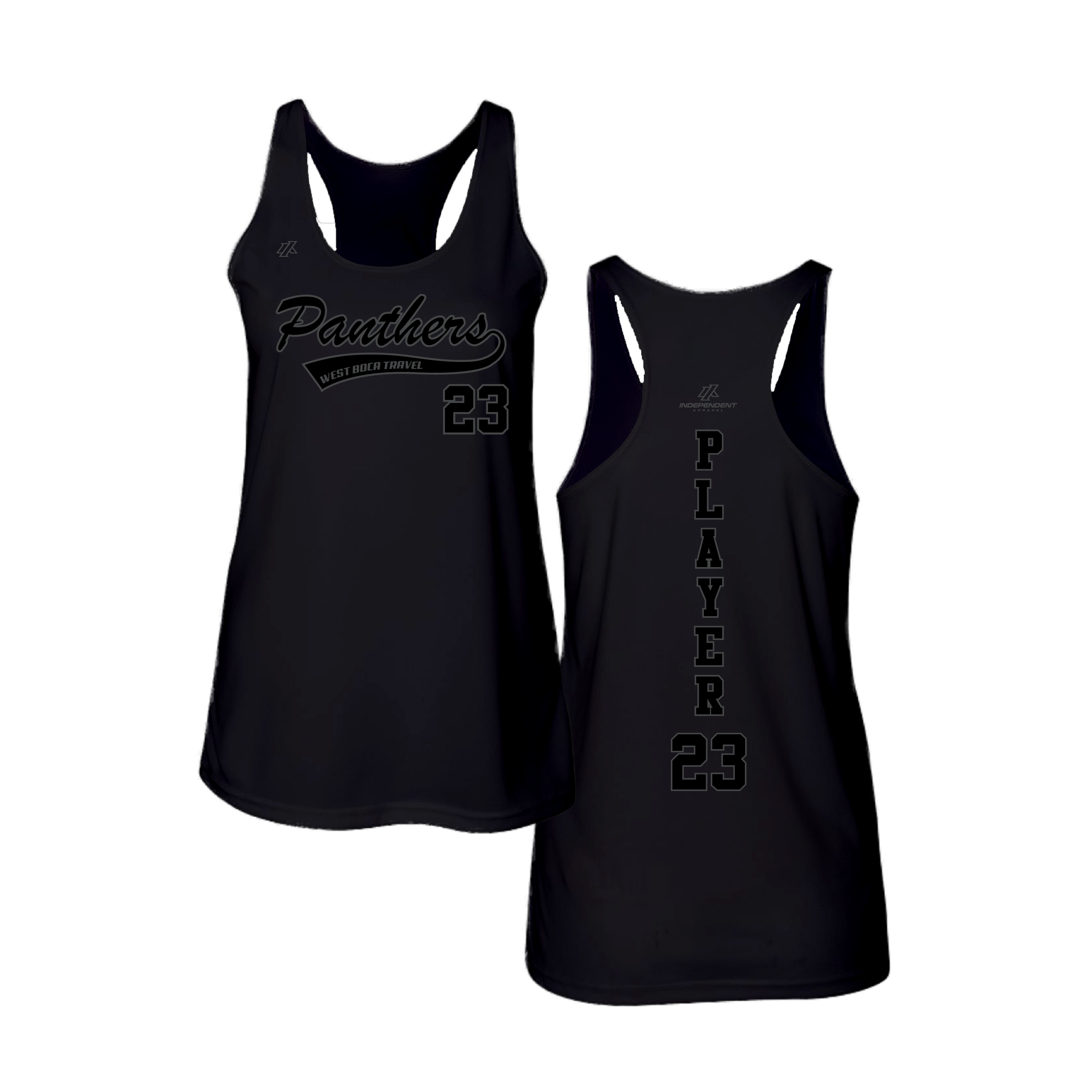 Dolman 10U Blackout Panthers Logo Women's Black Tank Top