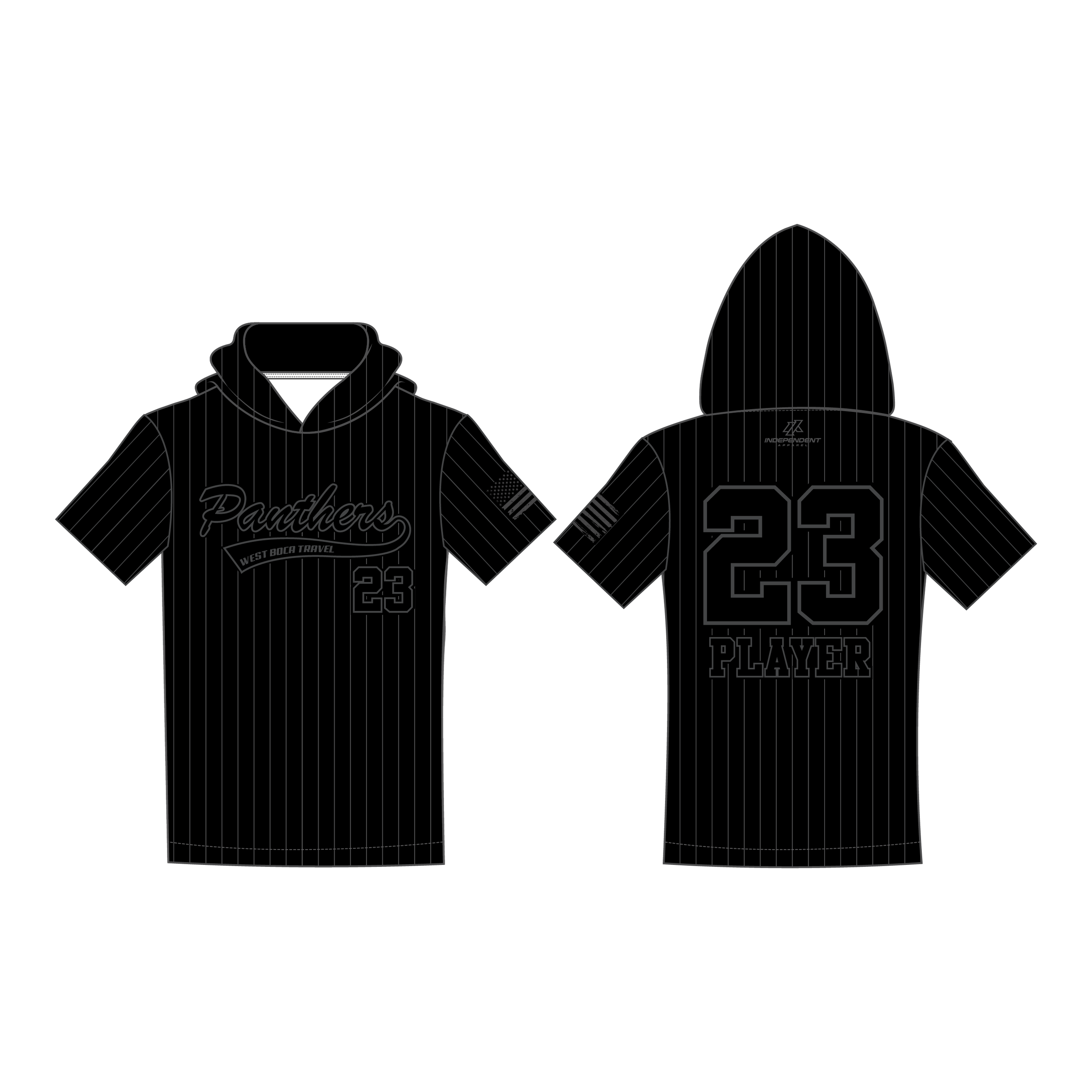 Dolman 10U Blackout Pinstripe Custom Short Sleeve Lightweight Hoodie