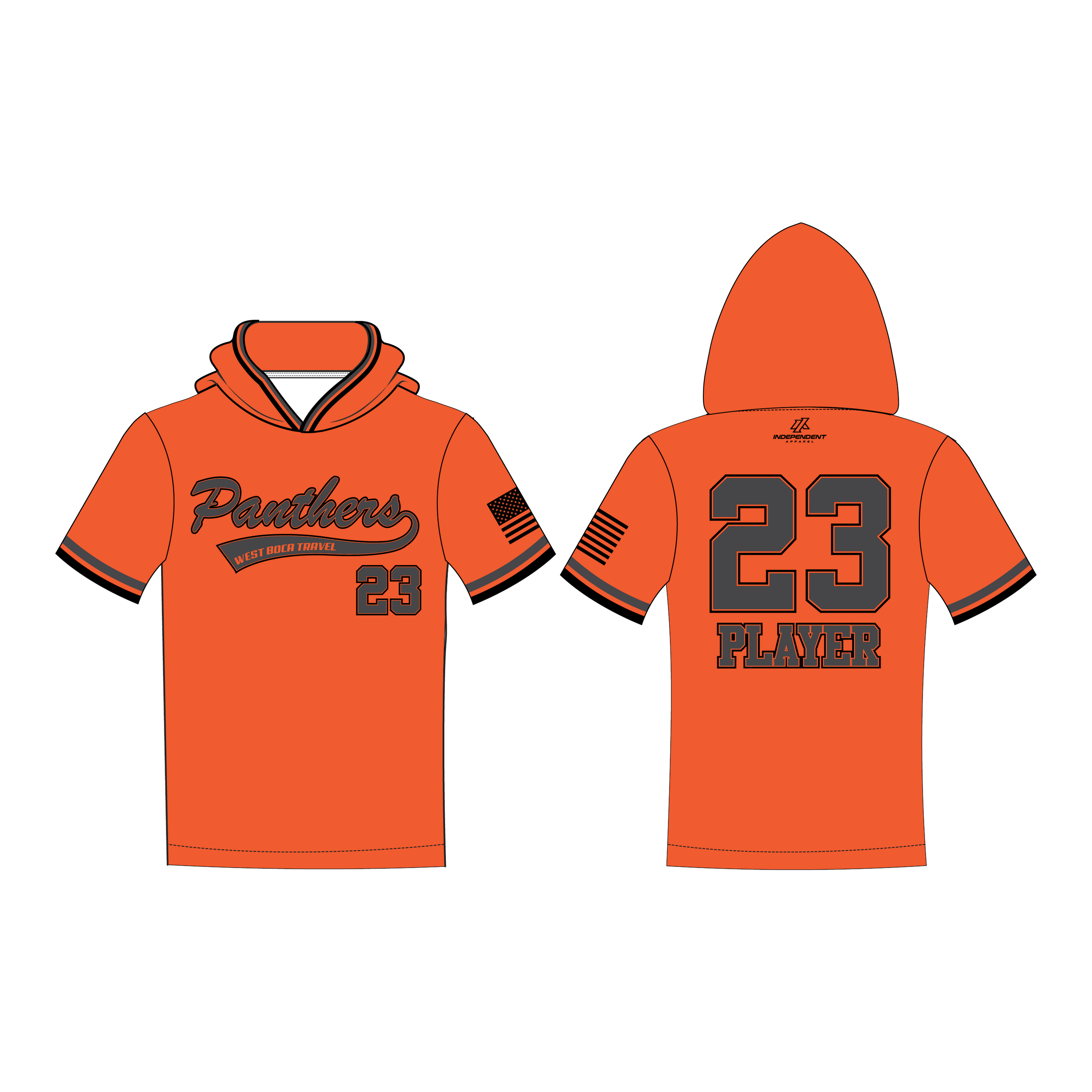 Dolman 10U Orange Custom Short Sleeve Lightweight Hoodie