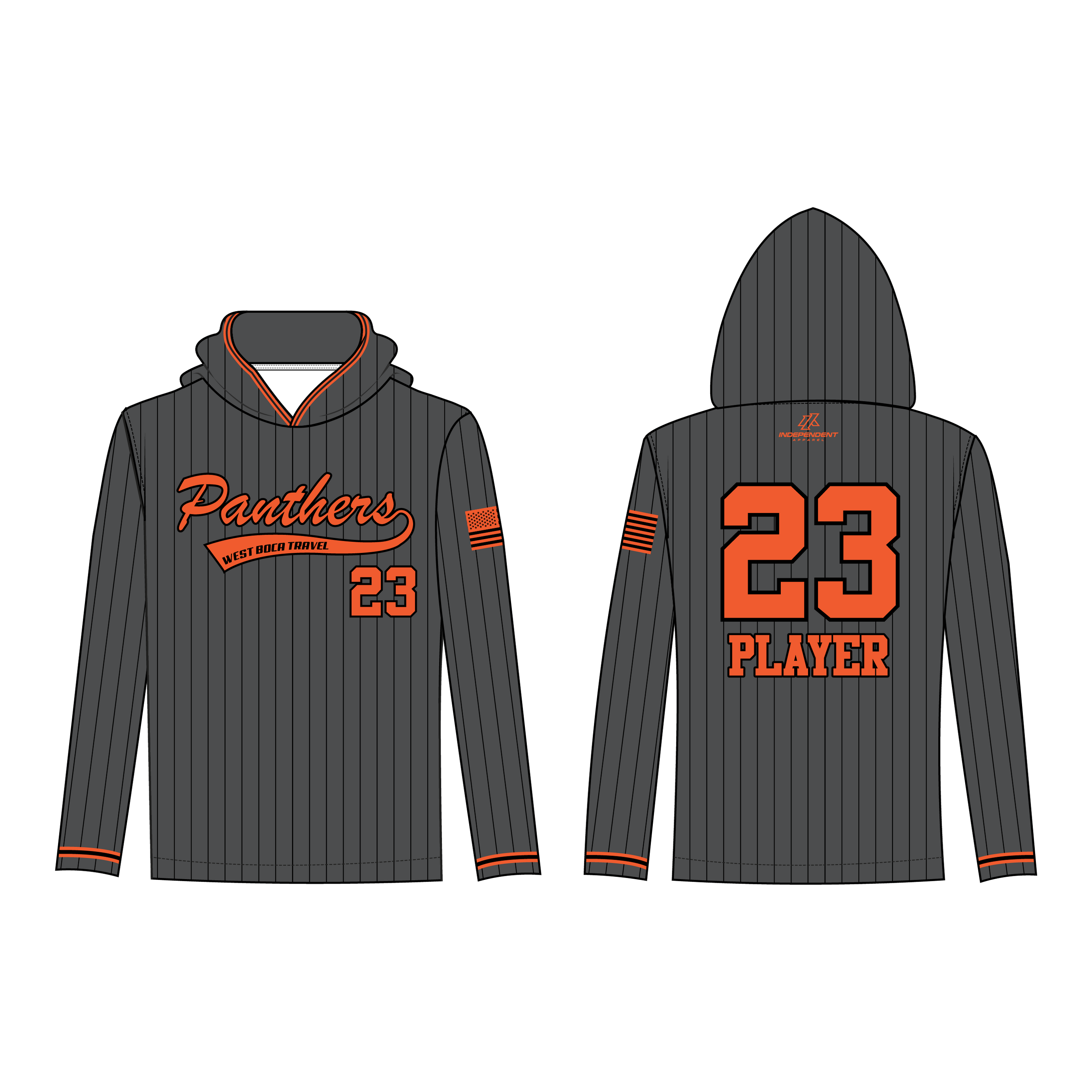 Dolman 10U Charcoal Pinstripe Custom Lightweight Hoodie