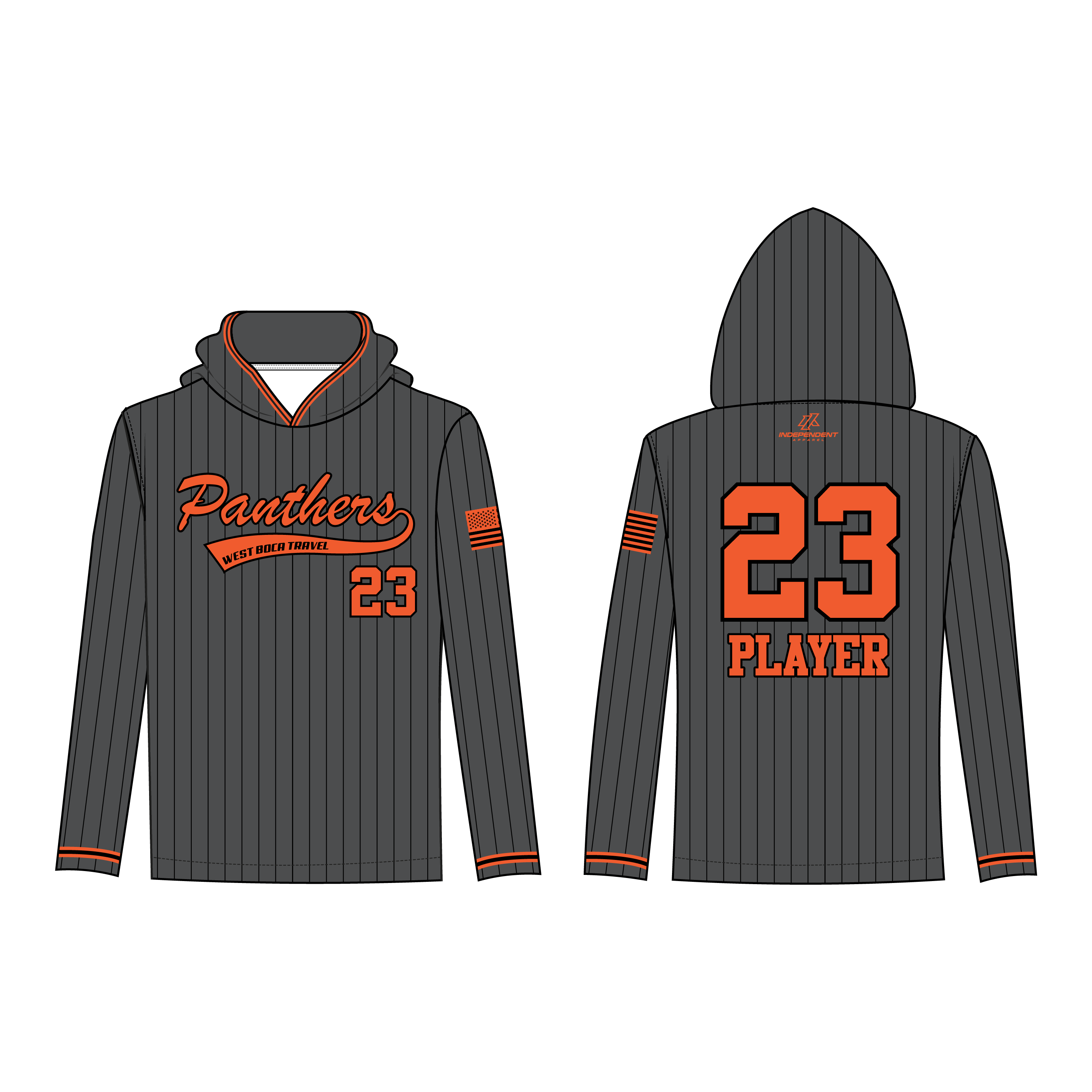 Dolman 10U Charcoal Pinstripe Custom Lightweight Hoodie