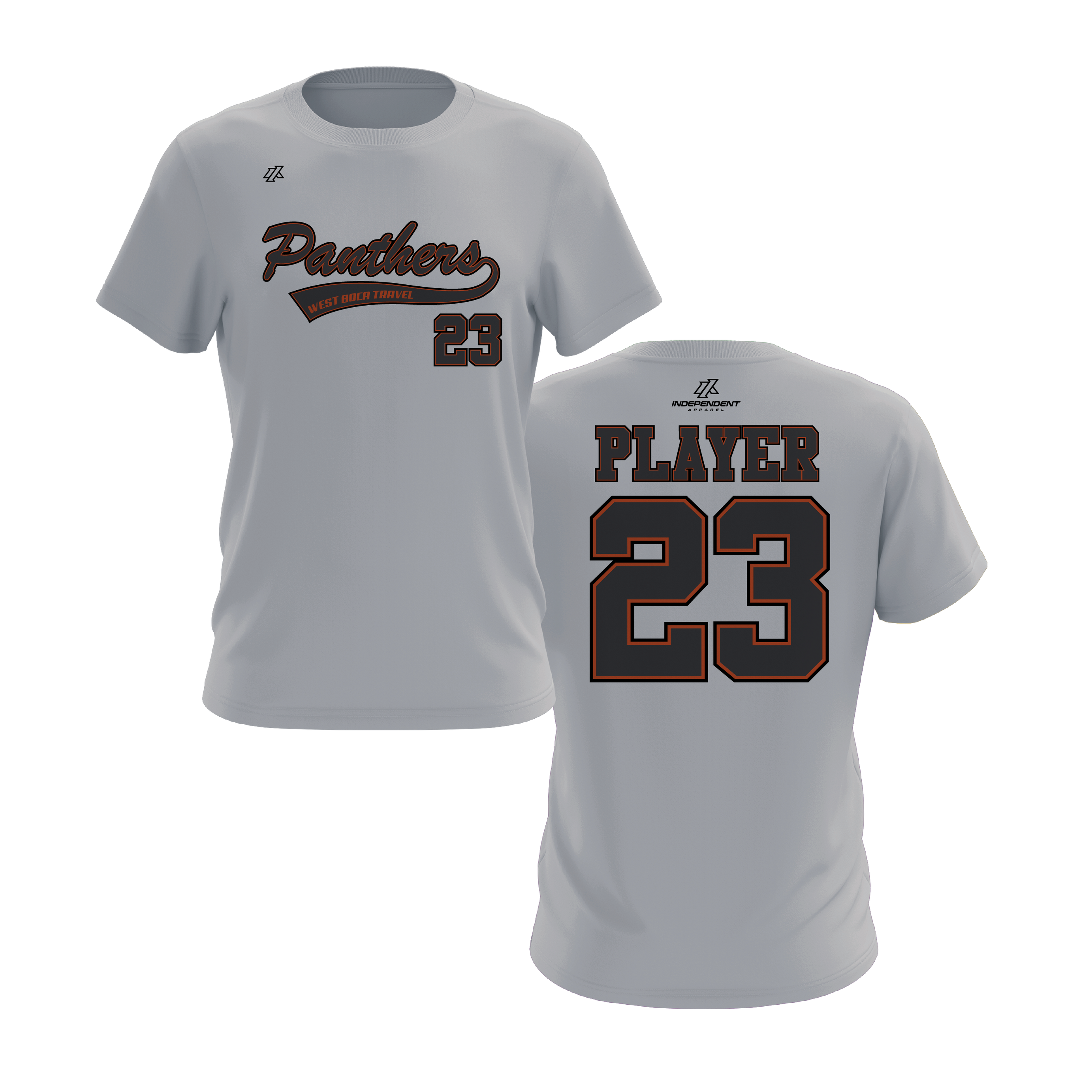Dolman 10U Charcoal Panthers Script Logo Short Sleeve Shirt