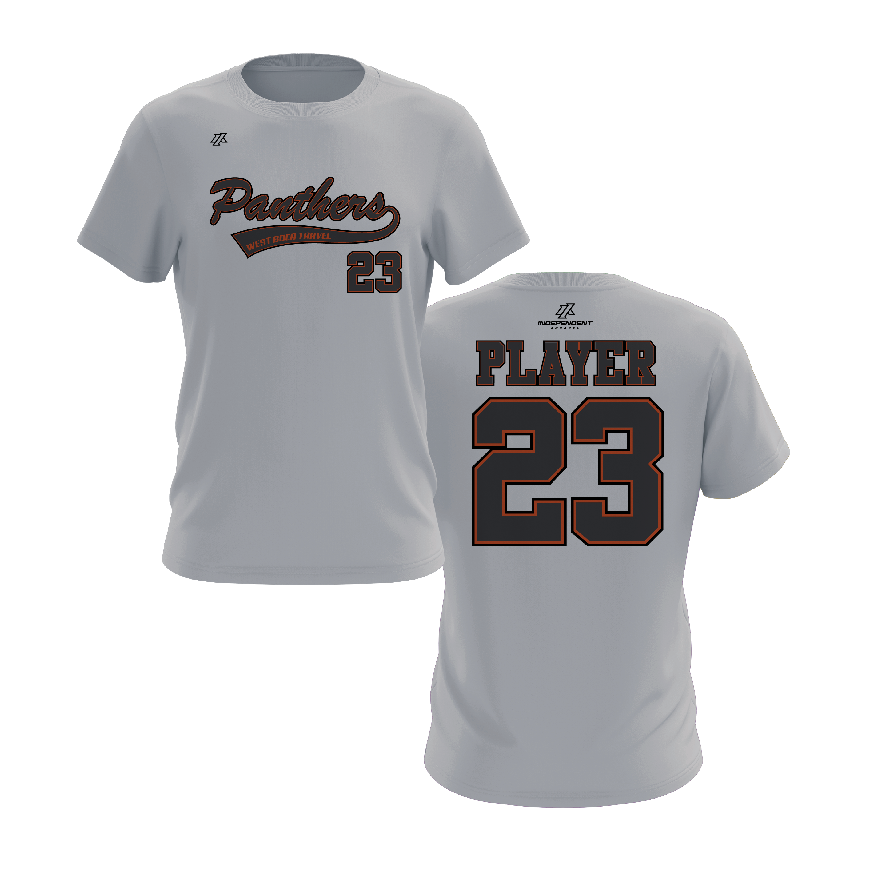 Dolman 10U Charcoal Panthers Script Logo Short Sleeve Shirt