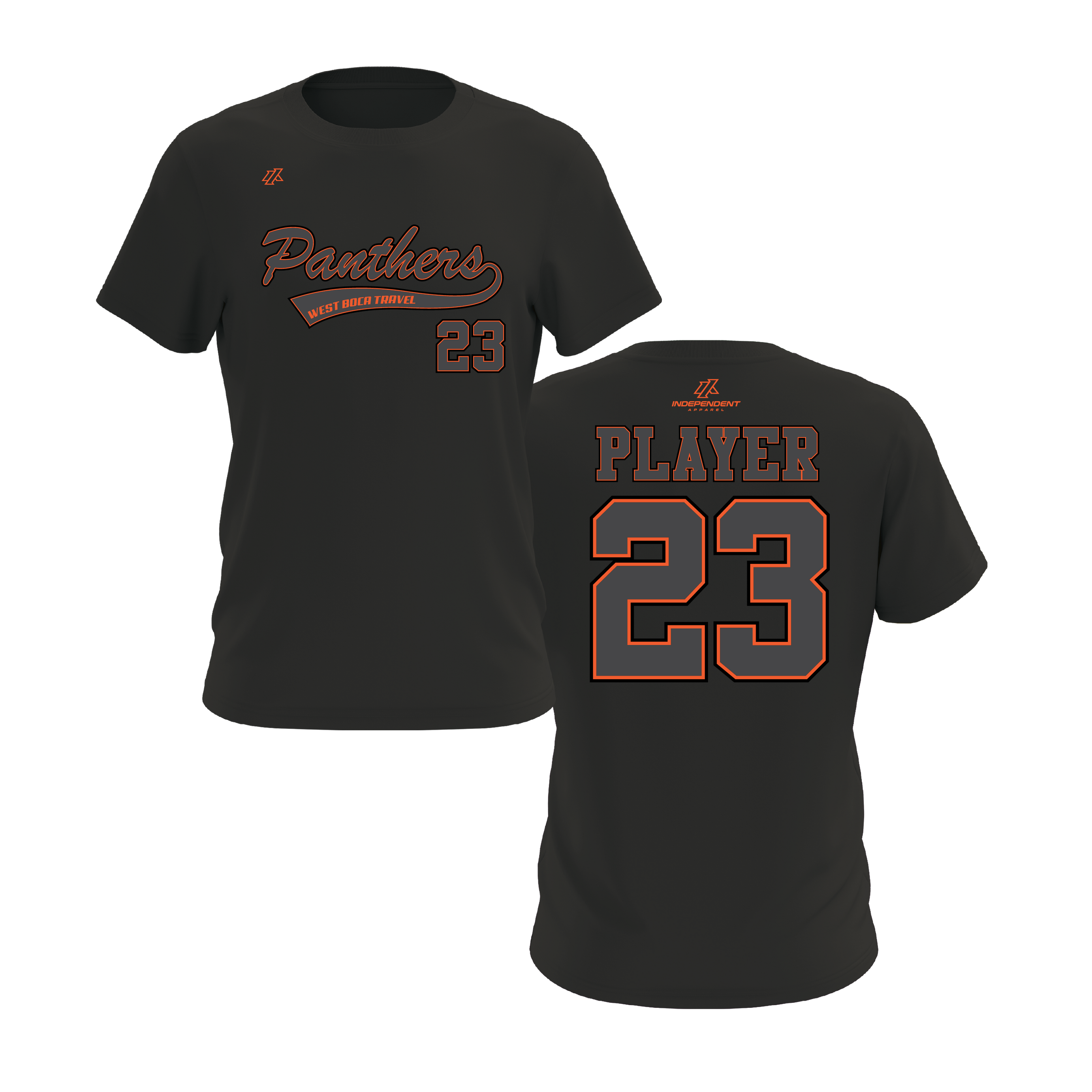 Dolman 10U Charcoal Panthers Script Logo Short Sleeve Shirt