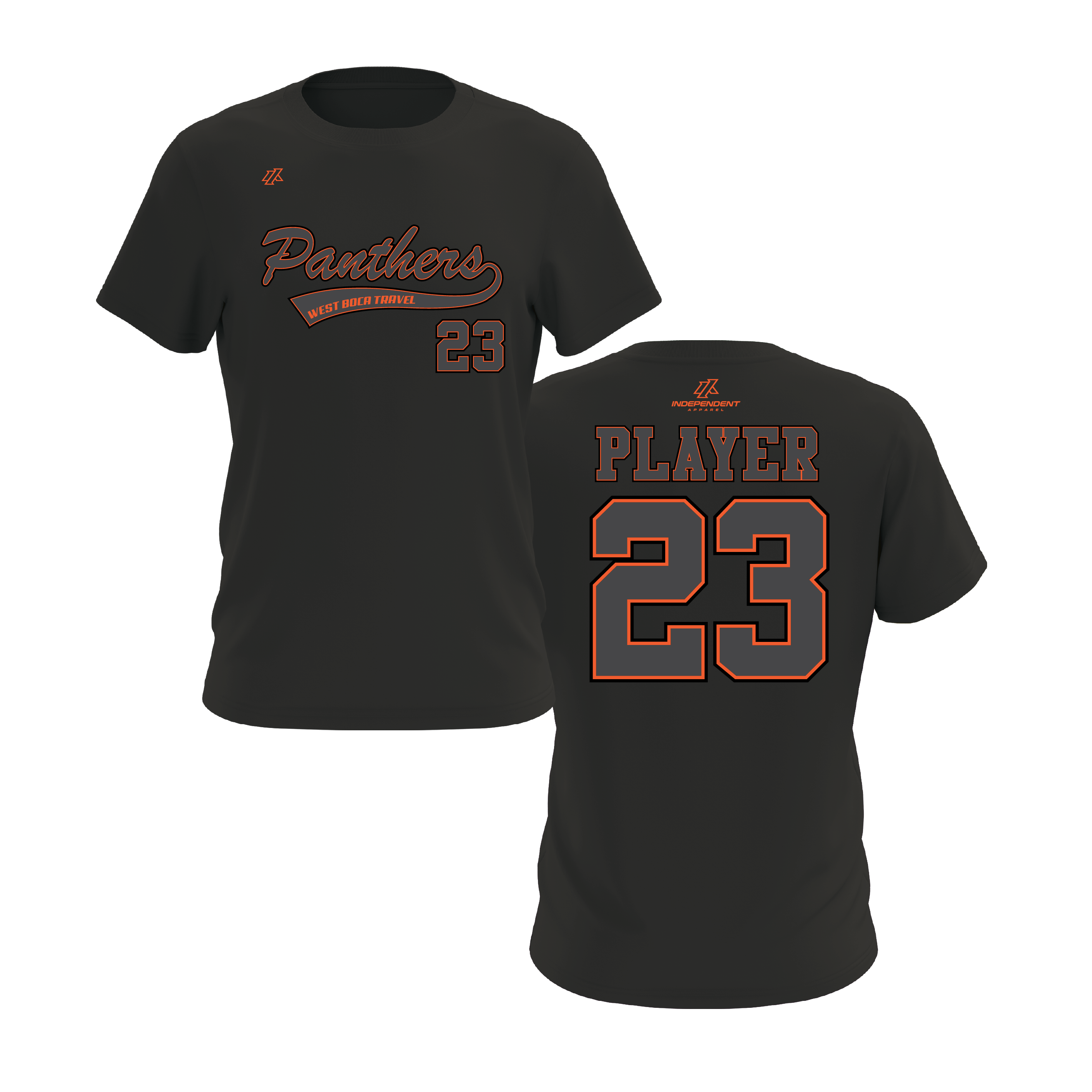 Dolman 10U Charcoal Panthers Script Logo Short Sleeve Shirt