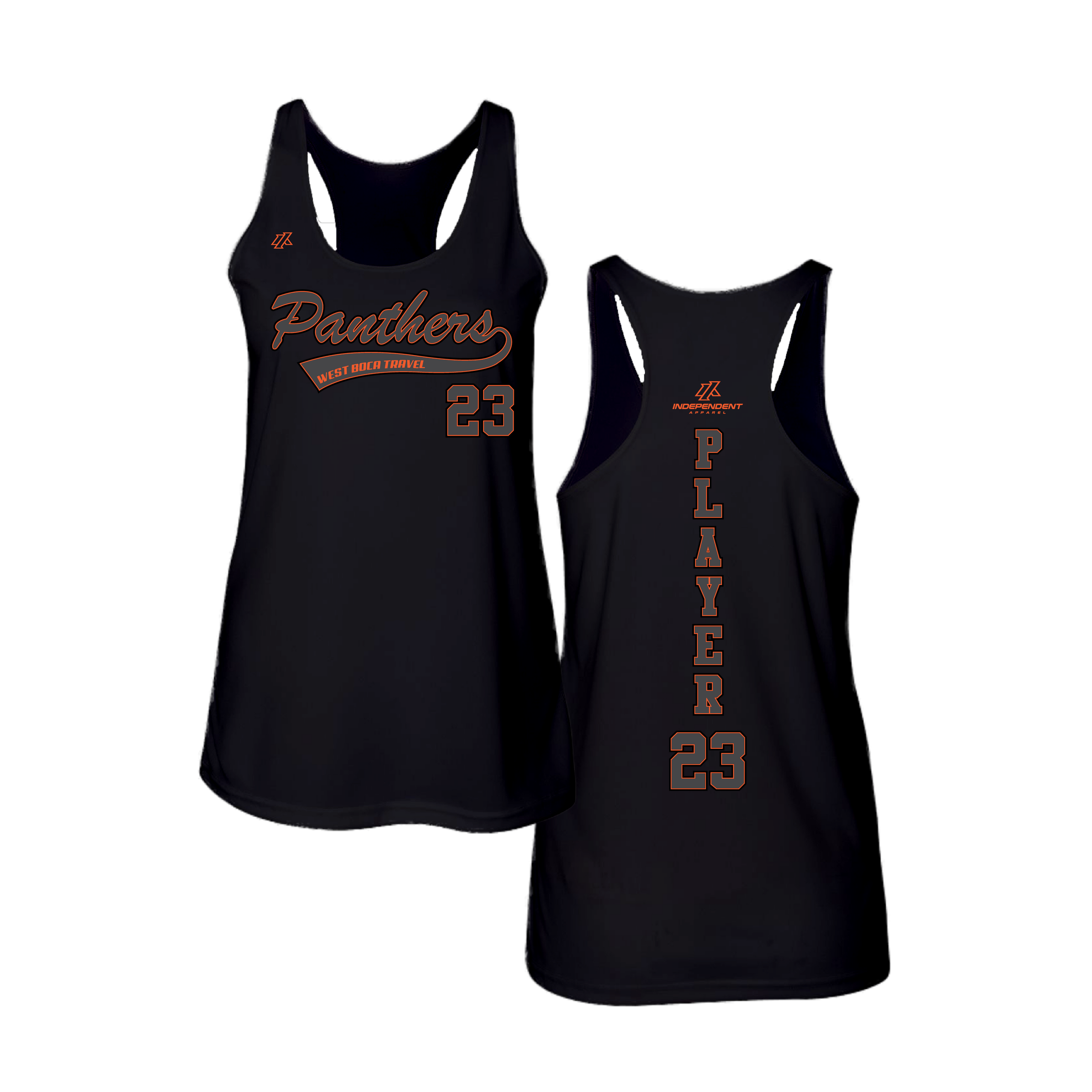 Dolman 10U Charcoal Panthers Script Logo Women's Tank Top