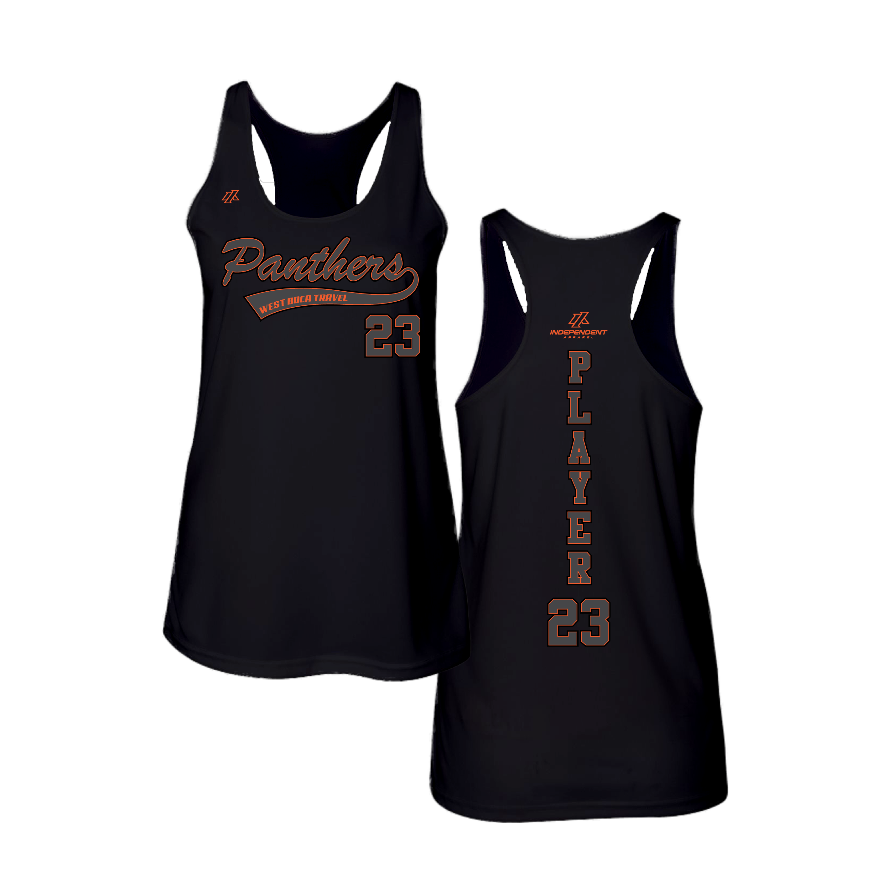 Dolman 10U Charcoal Panthers Script Logo Women's Tank Top
