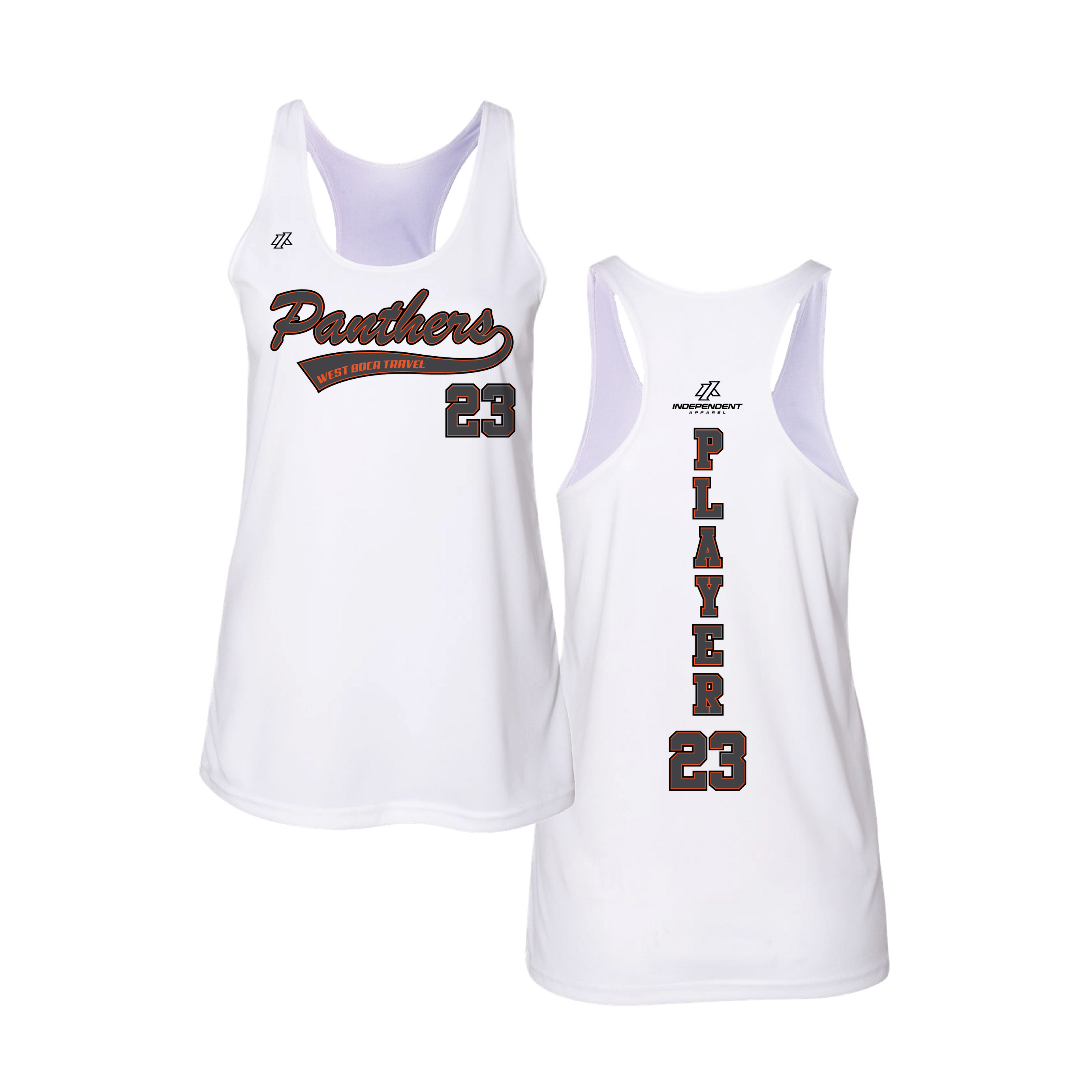 Dolman 10U Charcoal Panthers Script Logo Women's Tank Top