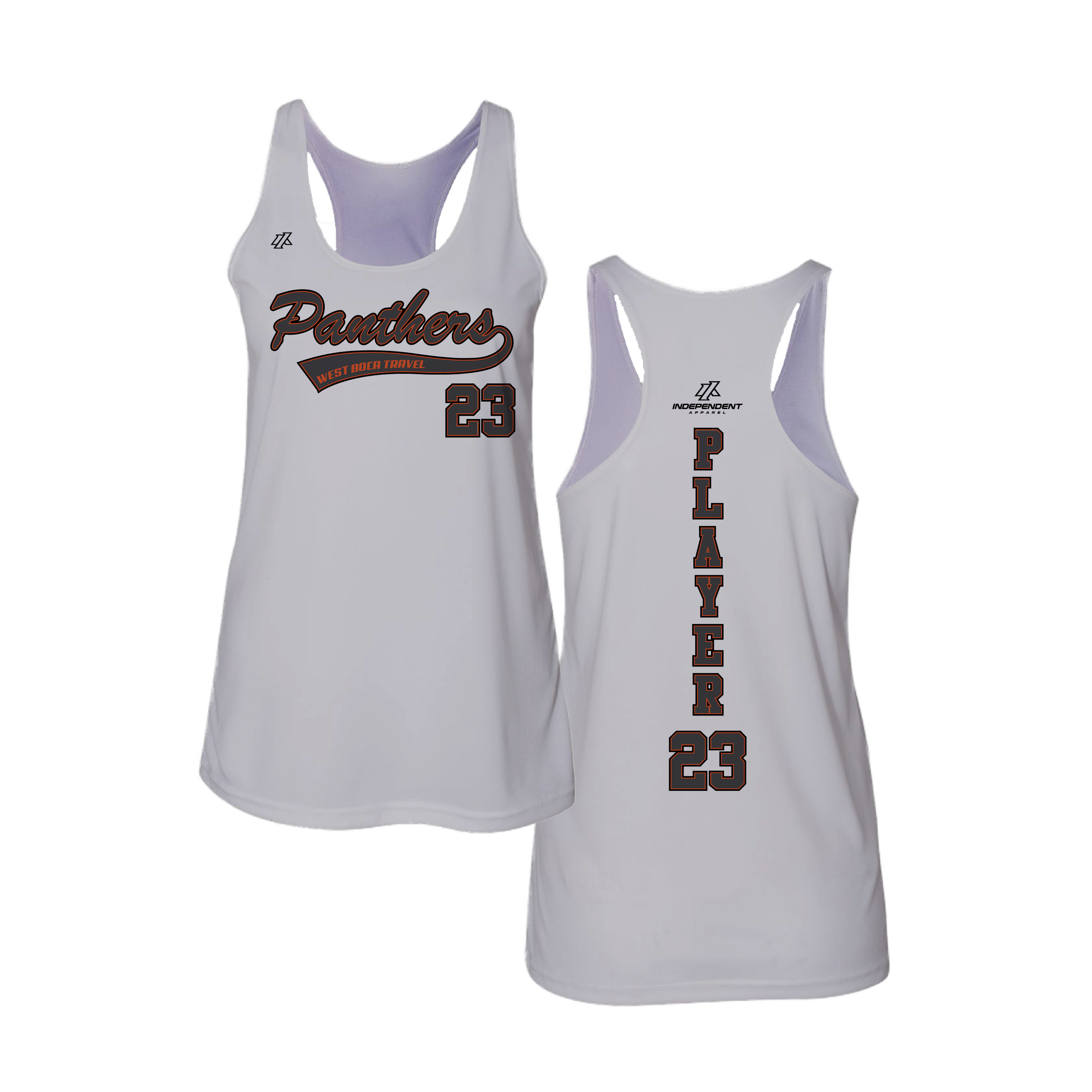 Dolman 10U Charcoal Panthers Script Logo Women's Tank Top