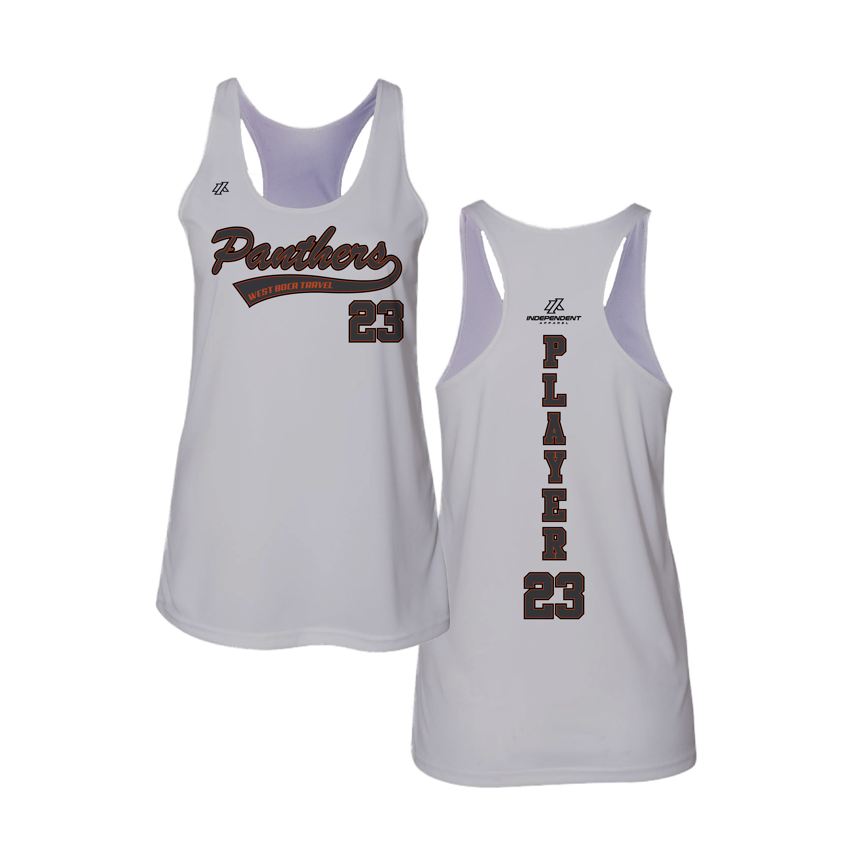 Dolman 10U Charcoal Panthers Script Logo Women's Tank Top
