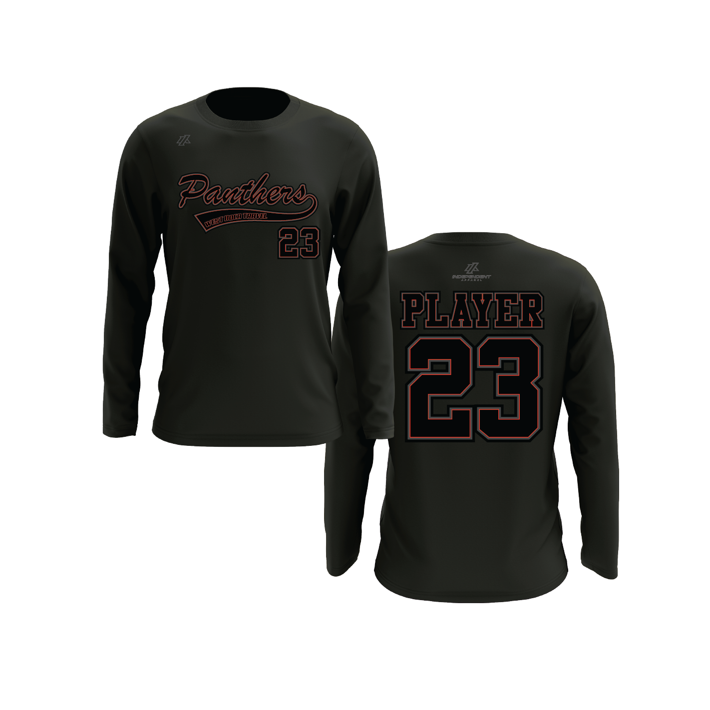 Swisher 8u Blackout Logo Black Long Sleeve Shirt