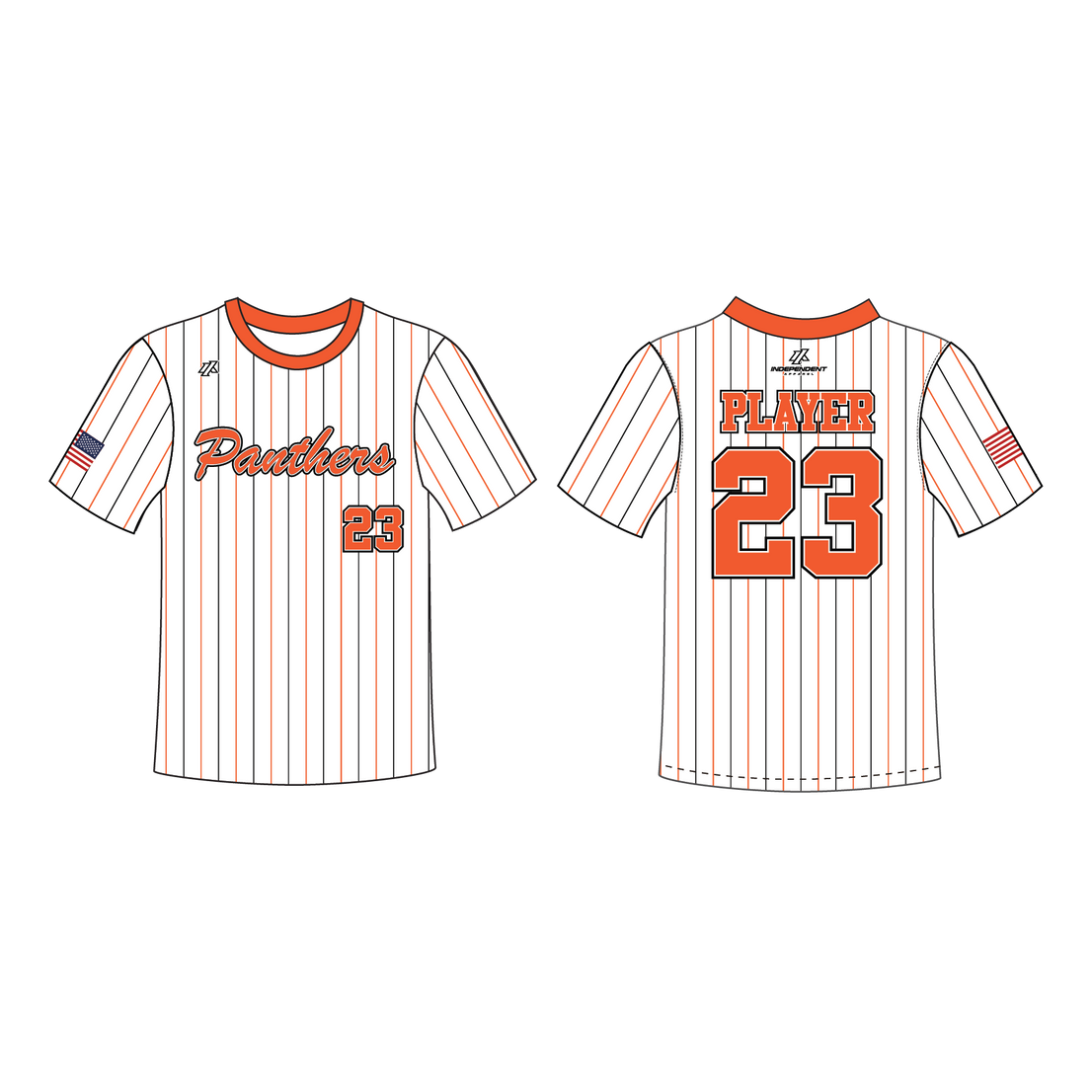 Perlman 8U White Pinstripe Crew Neck Jersey