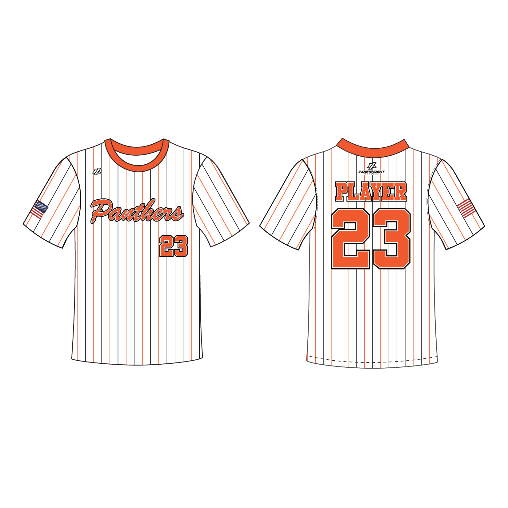 Perlman 8U White Pinstripe Crew Neck Jersey