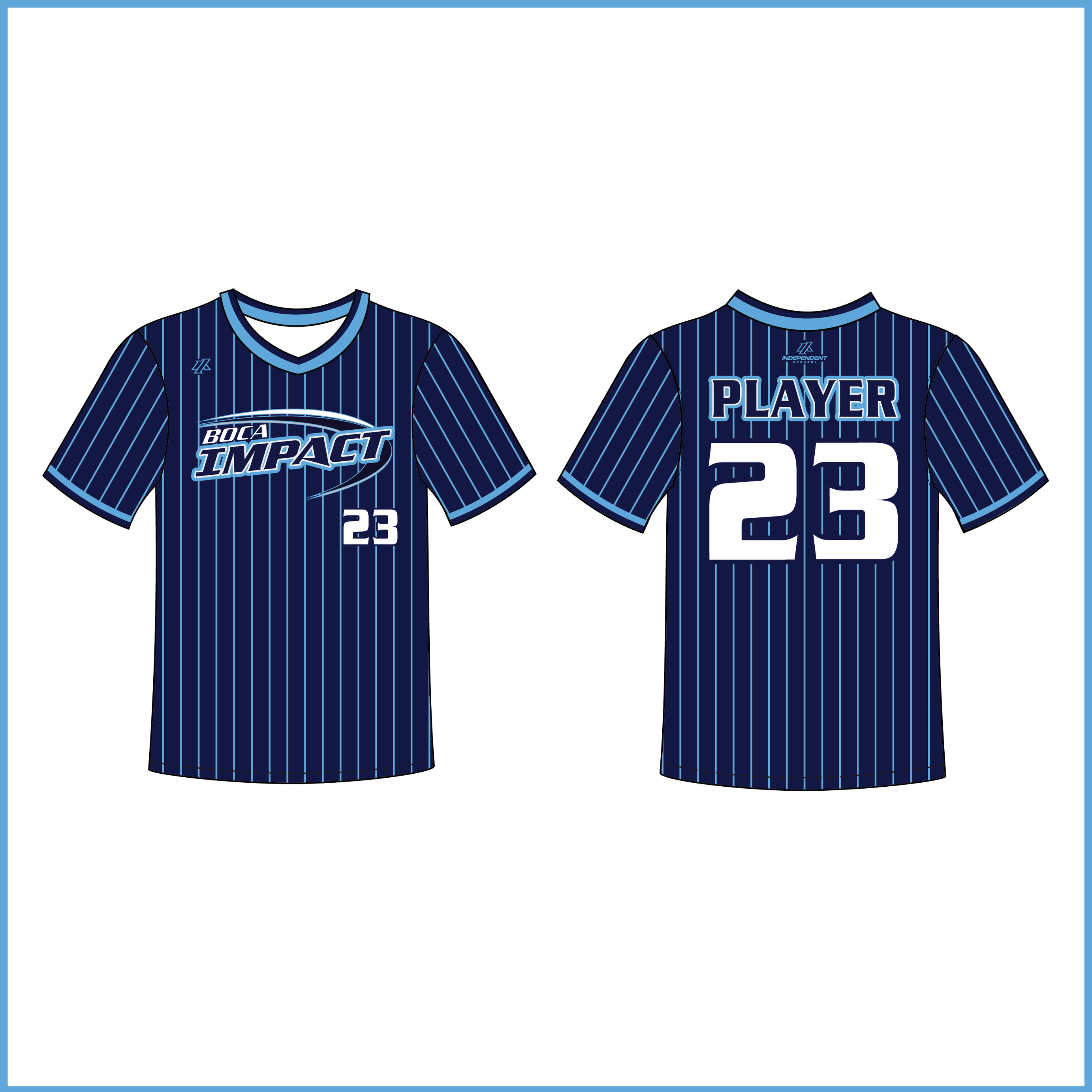 Ray 12U Navy Pinstripe V-Neck Jersey
