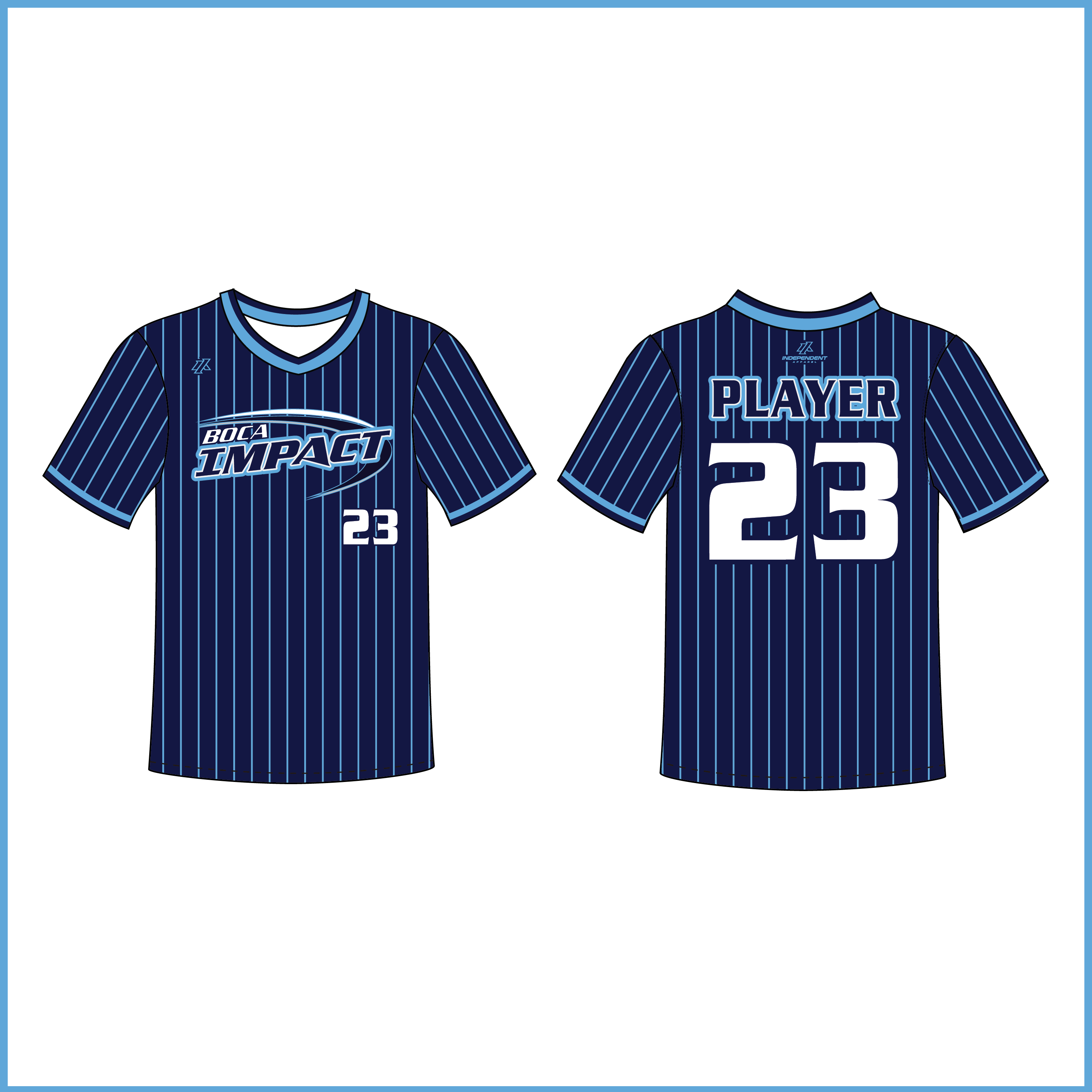 Ray 12U Navy Pinstripe V-Neck Jersey