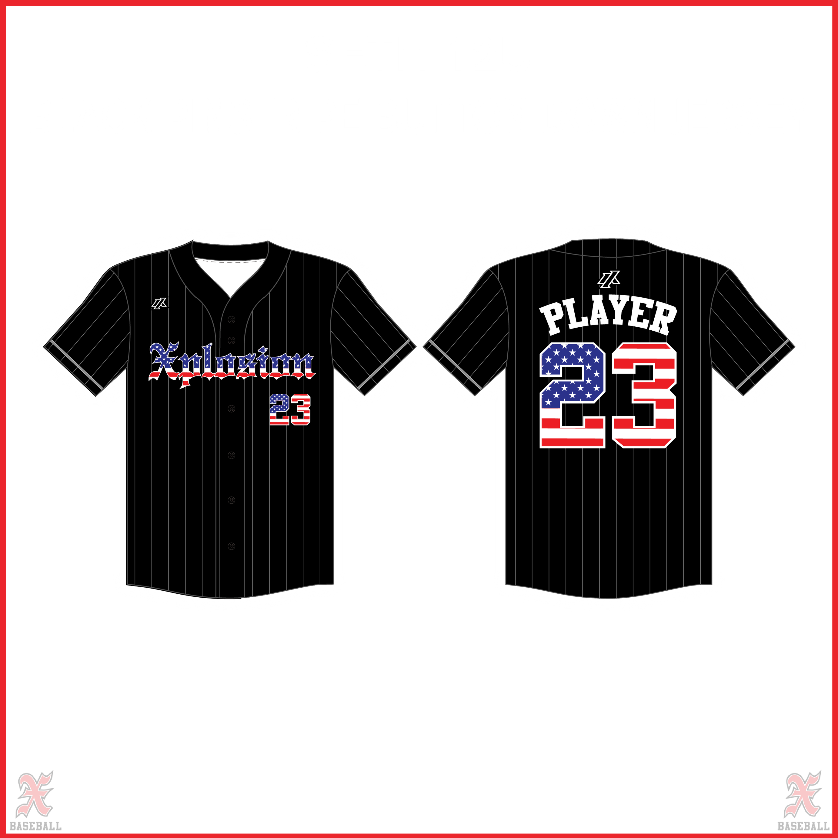 Seth 12U Black Pinstripe Full Button Jersey