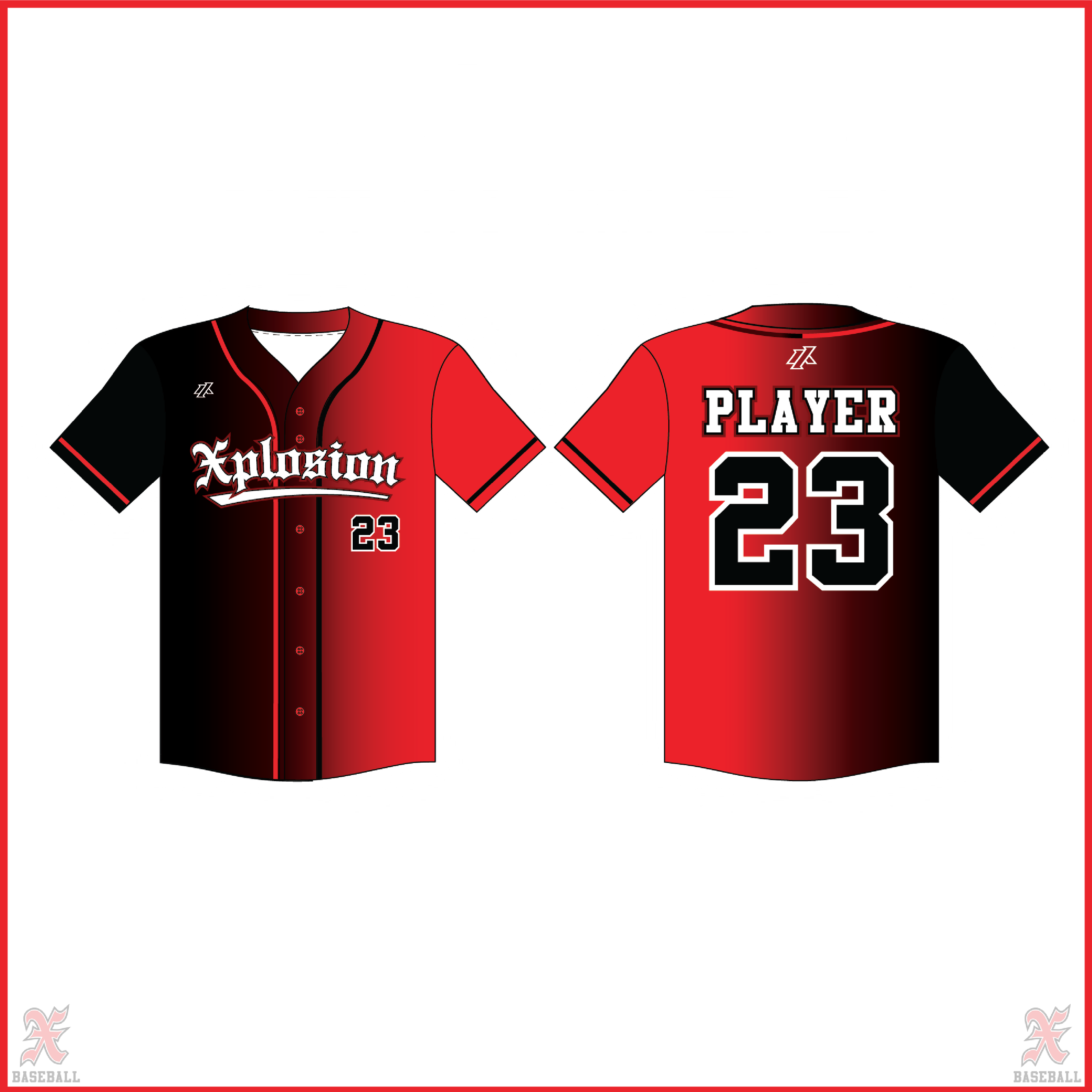 Seth 12U Black to Red Fade Full Button Jersey