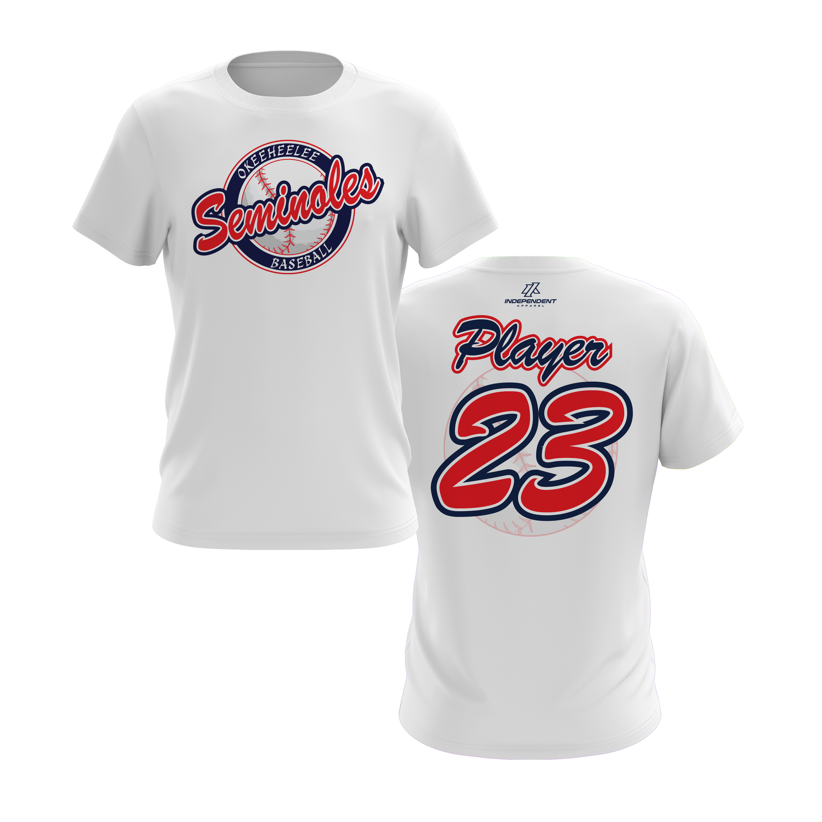 Okeeheelee Baseball Short Sleeve Shirt - Round Team Logo