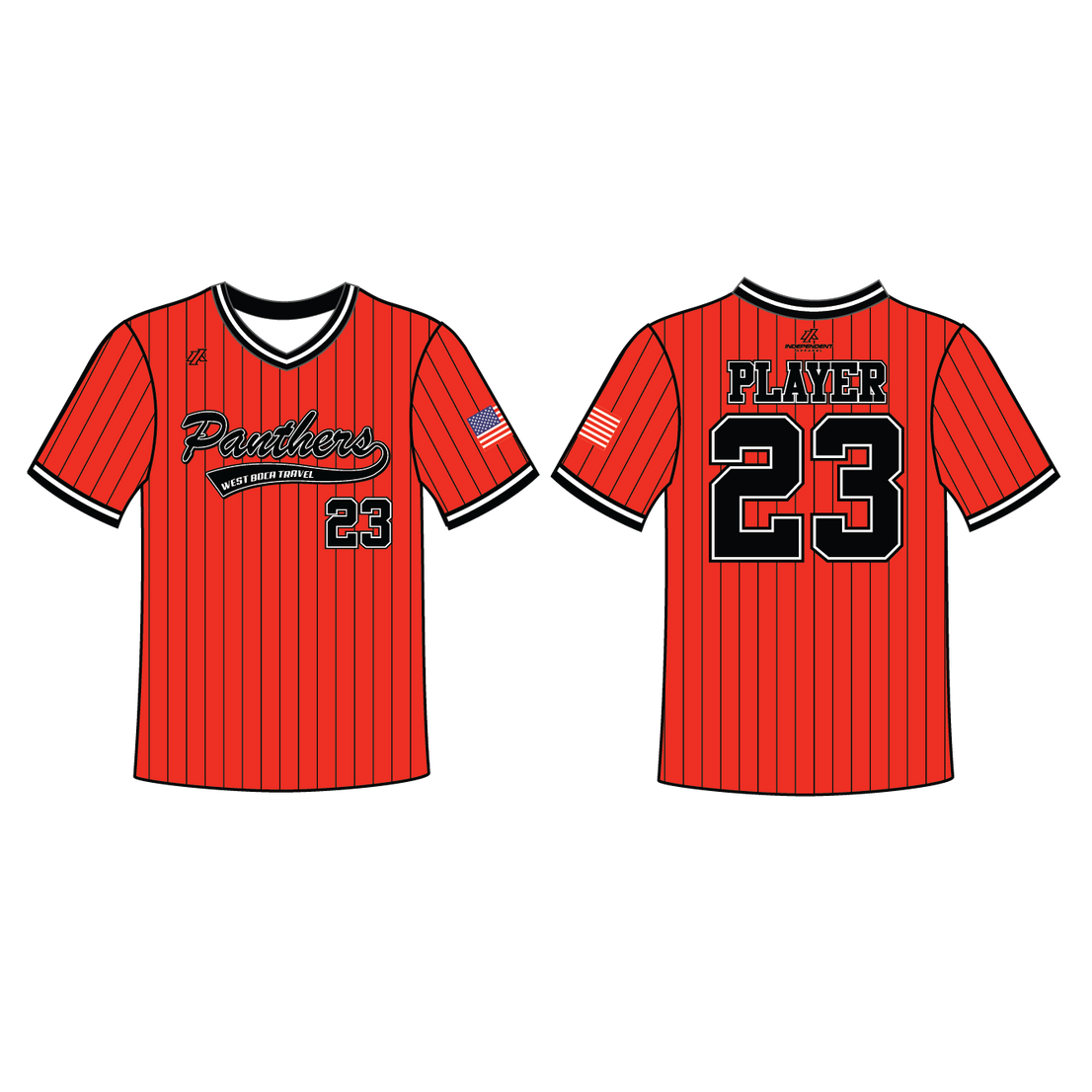 Swisher 8U Pinstripe Custom V-Neck Orange Jersey