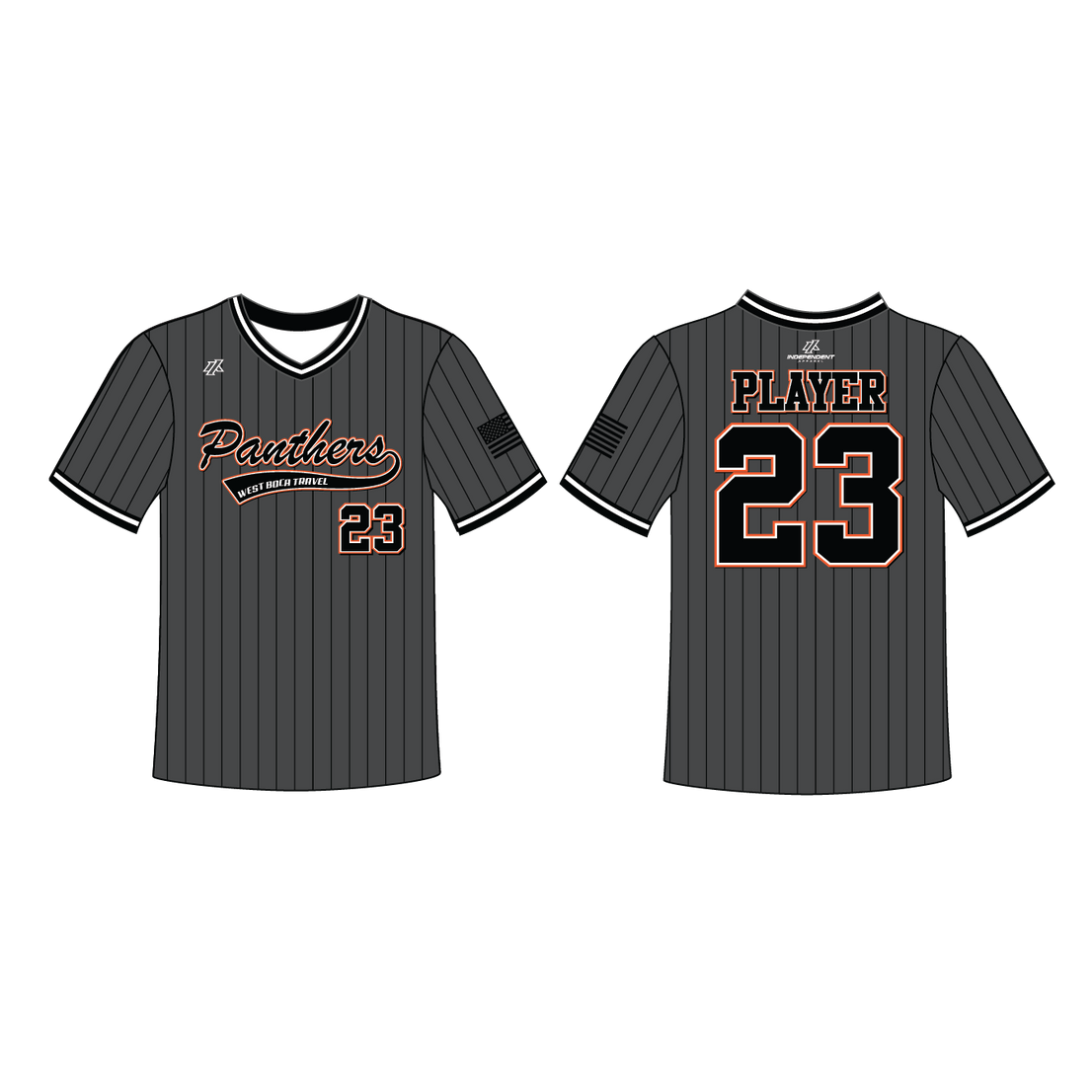 Swisher 8U Pinstripe Custom V-Neck Charcoal Jersey
