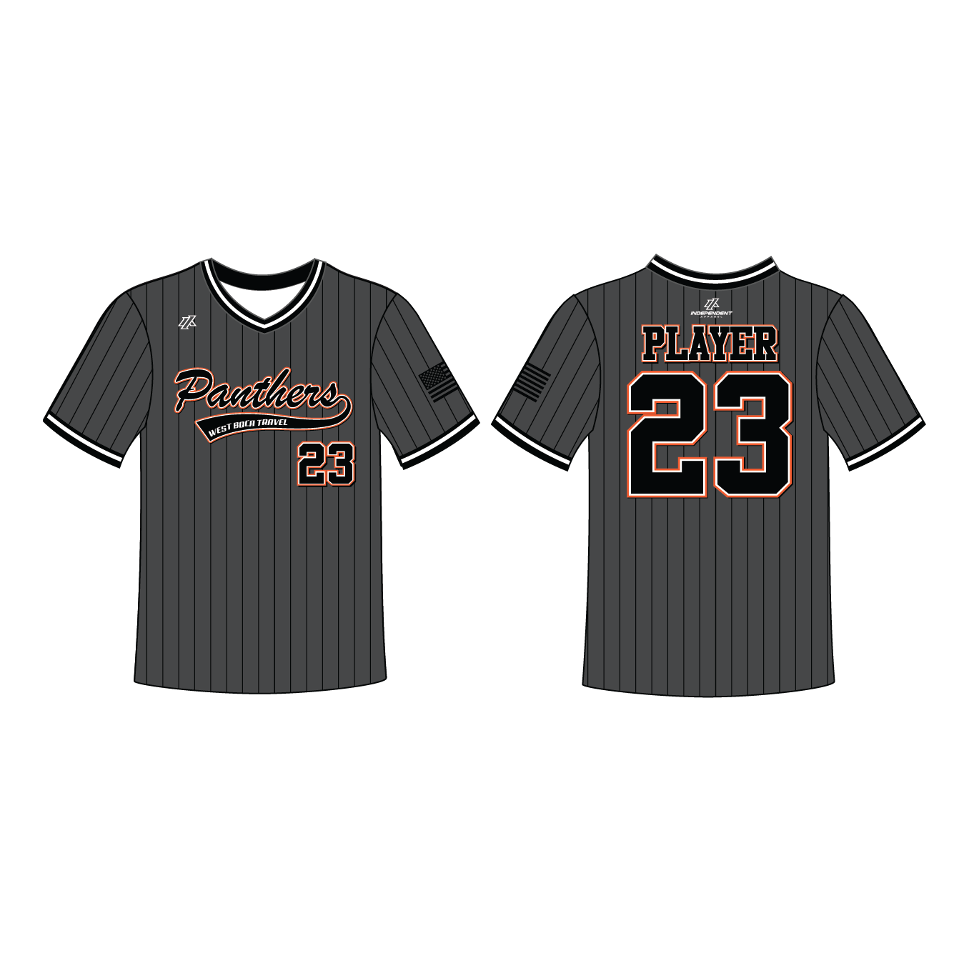 Swisher 8U Pinstripe Custom V-Neck Charcoal Jersey