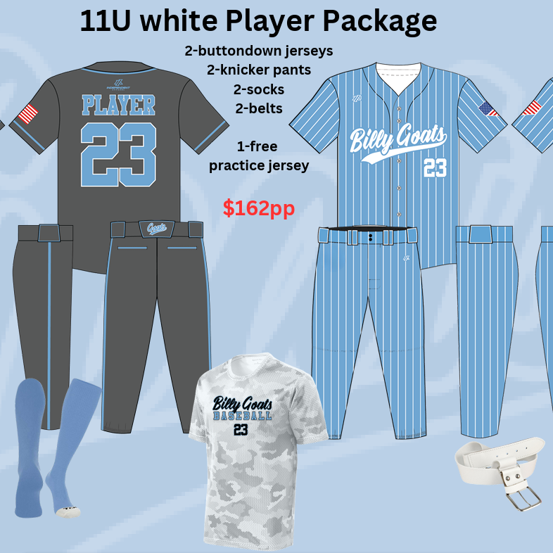 BILLY GOATS 11U WHITE PLAYER PACKAGE 2025