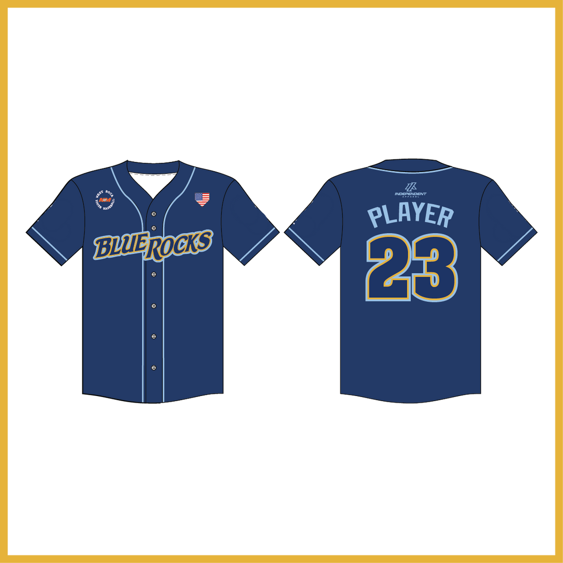 WBYB Blue Rocks Fan Gear Replica Jersey (3-4 WEEK TURNAROUND)