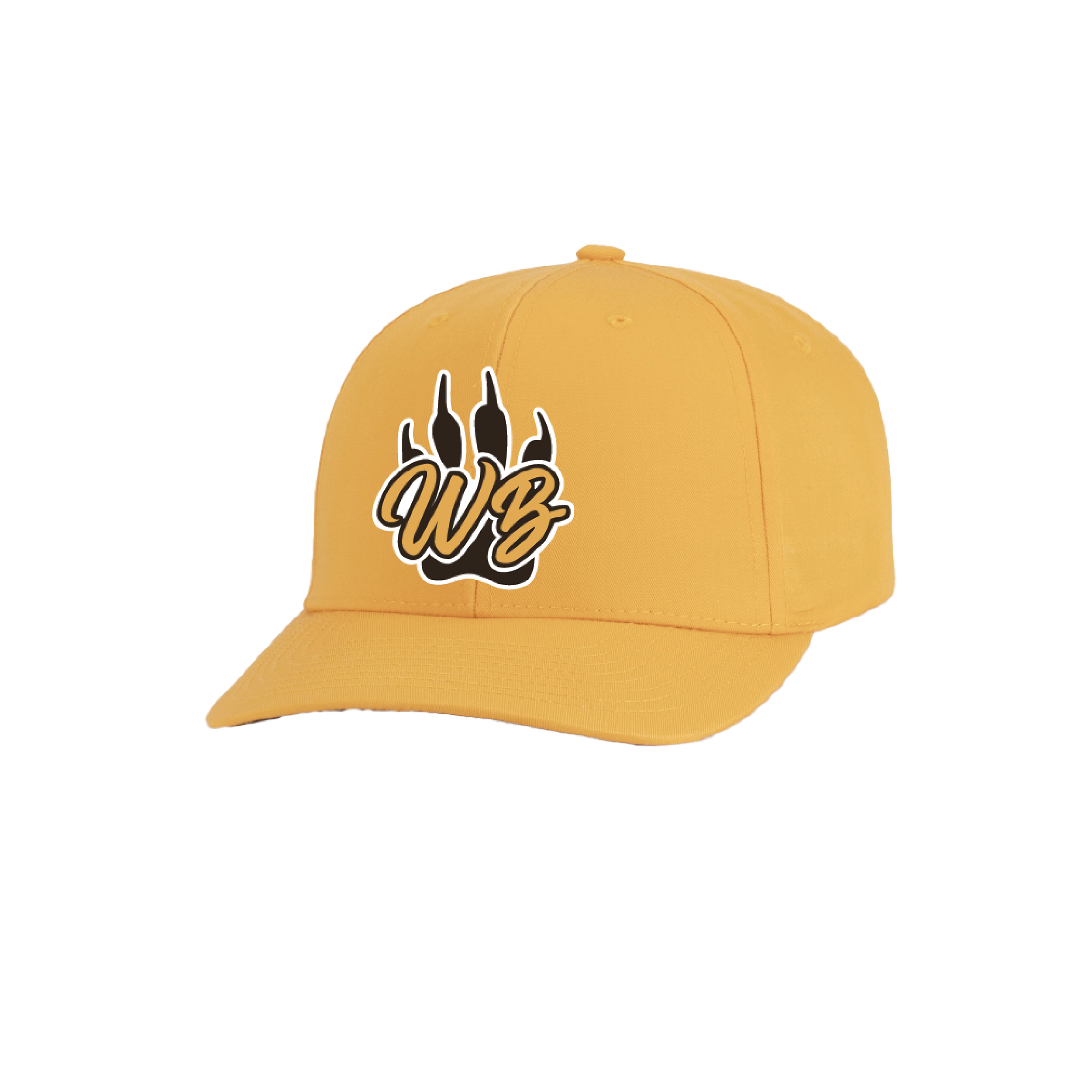 WBYB Gold Snapback Hat with Black Paw and Gold Script