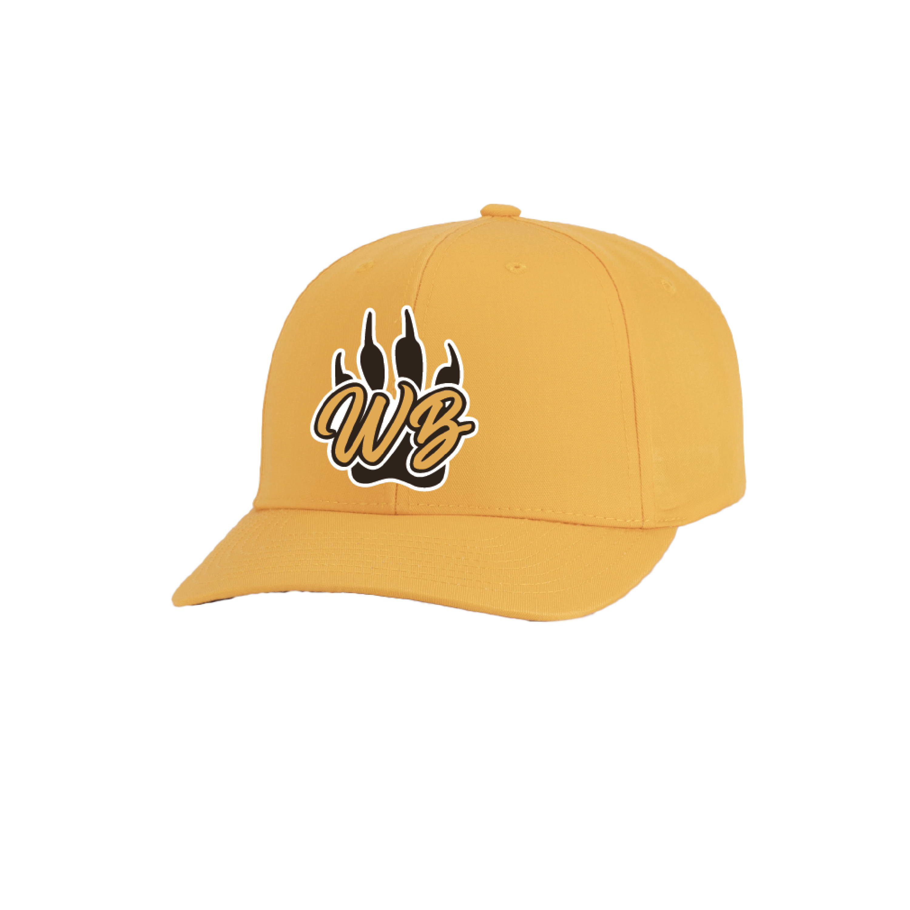 WBYB Gold Snapback Hat with Black Paw and Gold Script
